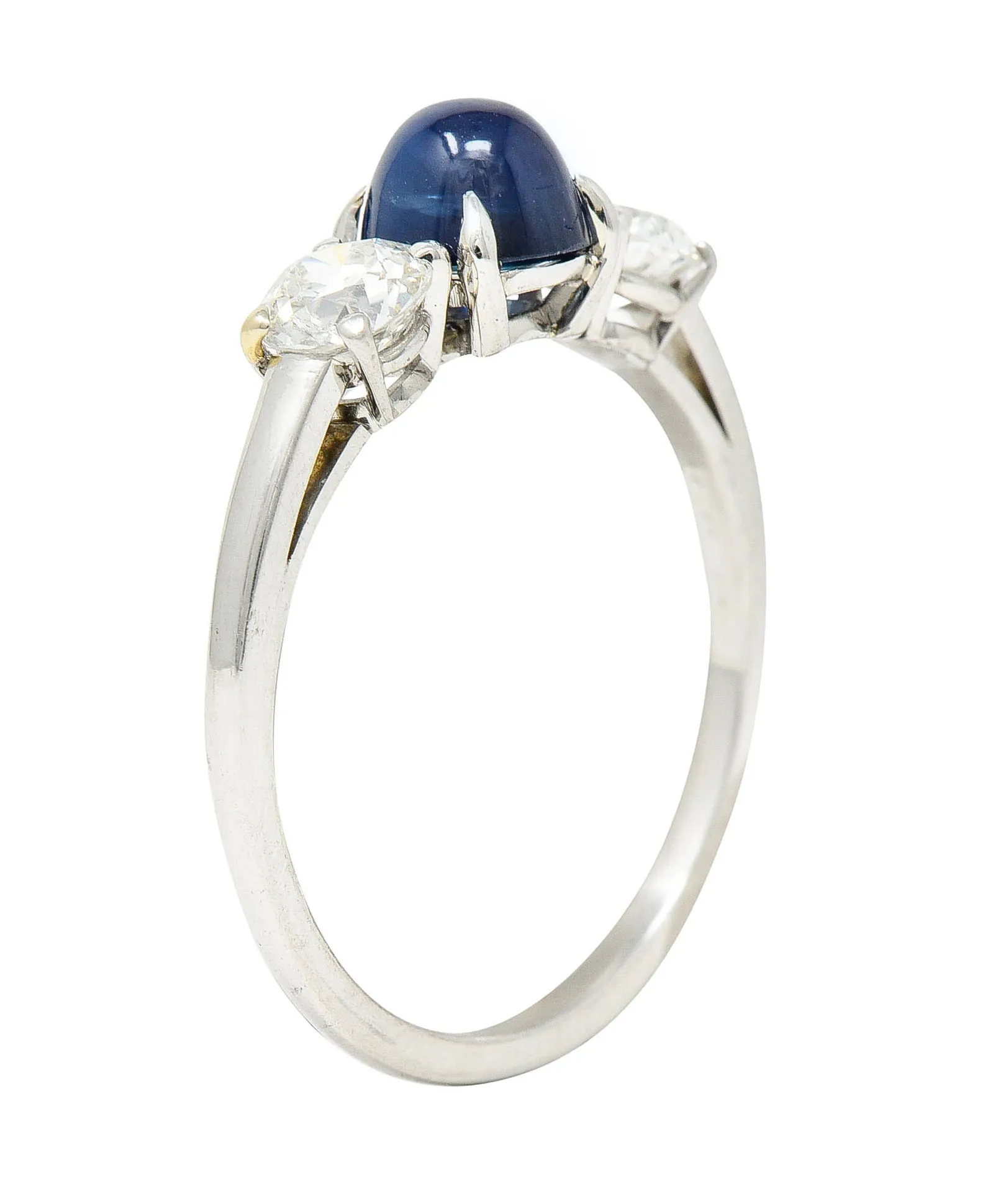 Raymond Yard 2.80 CTW No Heat Cabochon Sapphire Diamond Platinum Ring GIA