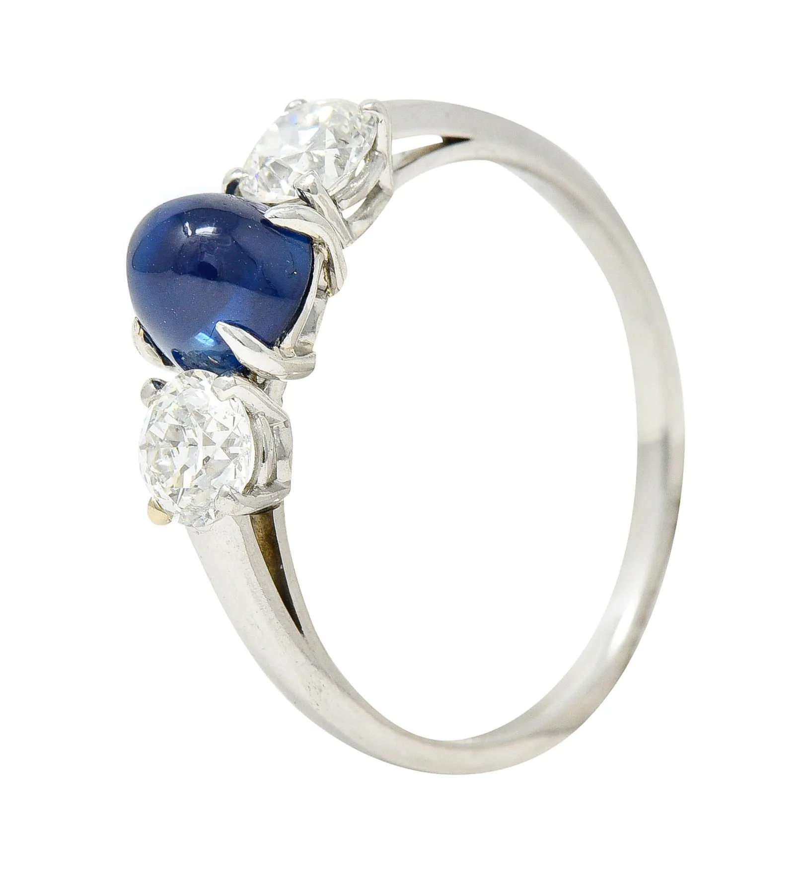 Raymond Yard 2.80 CTW No Heat Cabochon Sapphire Diamond Platinum Ring GIA