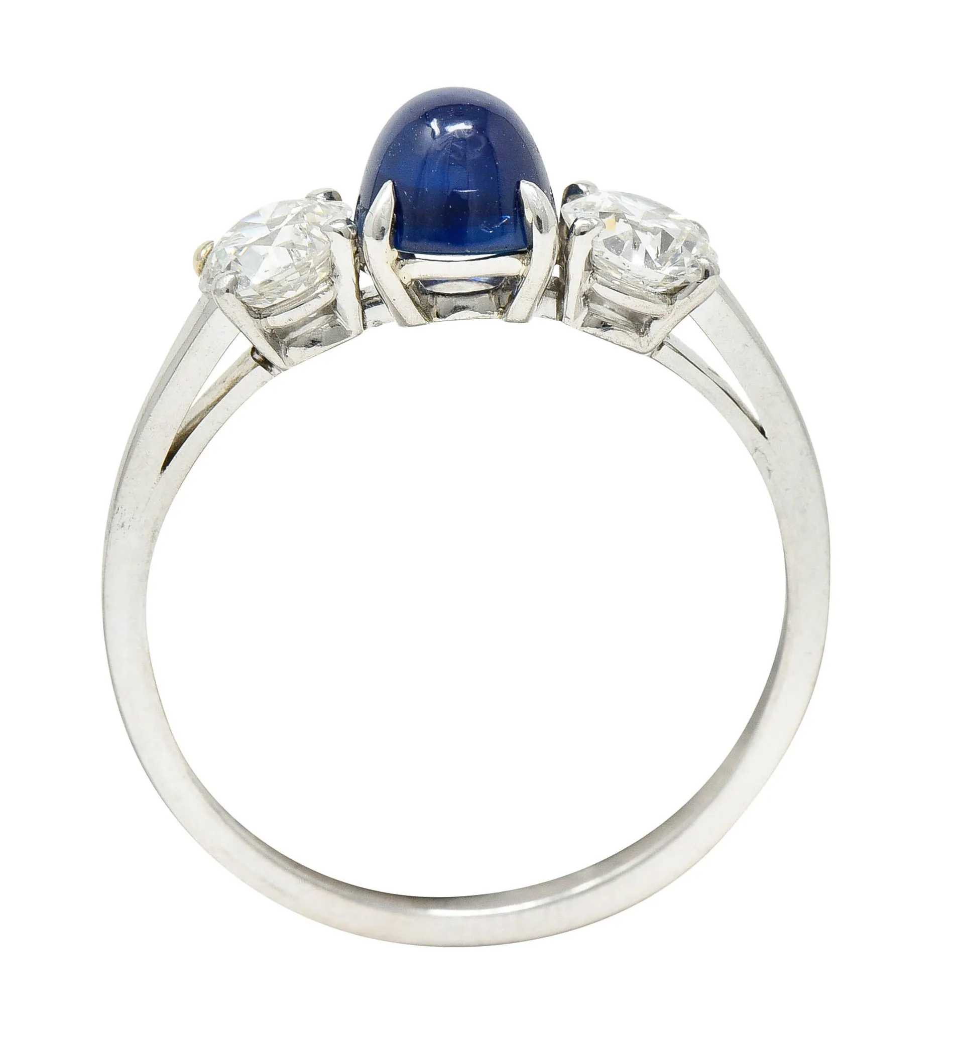 Raymond Yard 2.80 CTW No Heat Cabochon Sapphire Diamond Platinum Ring GIA