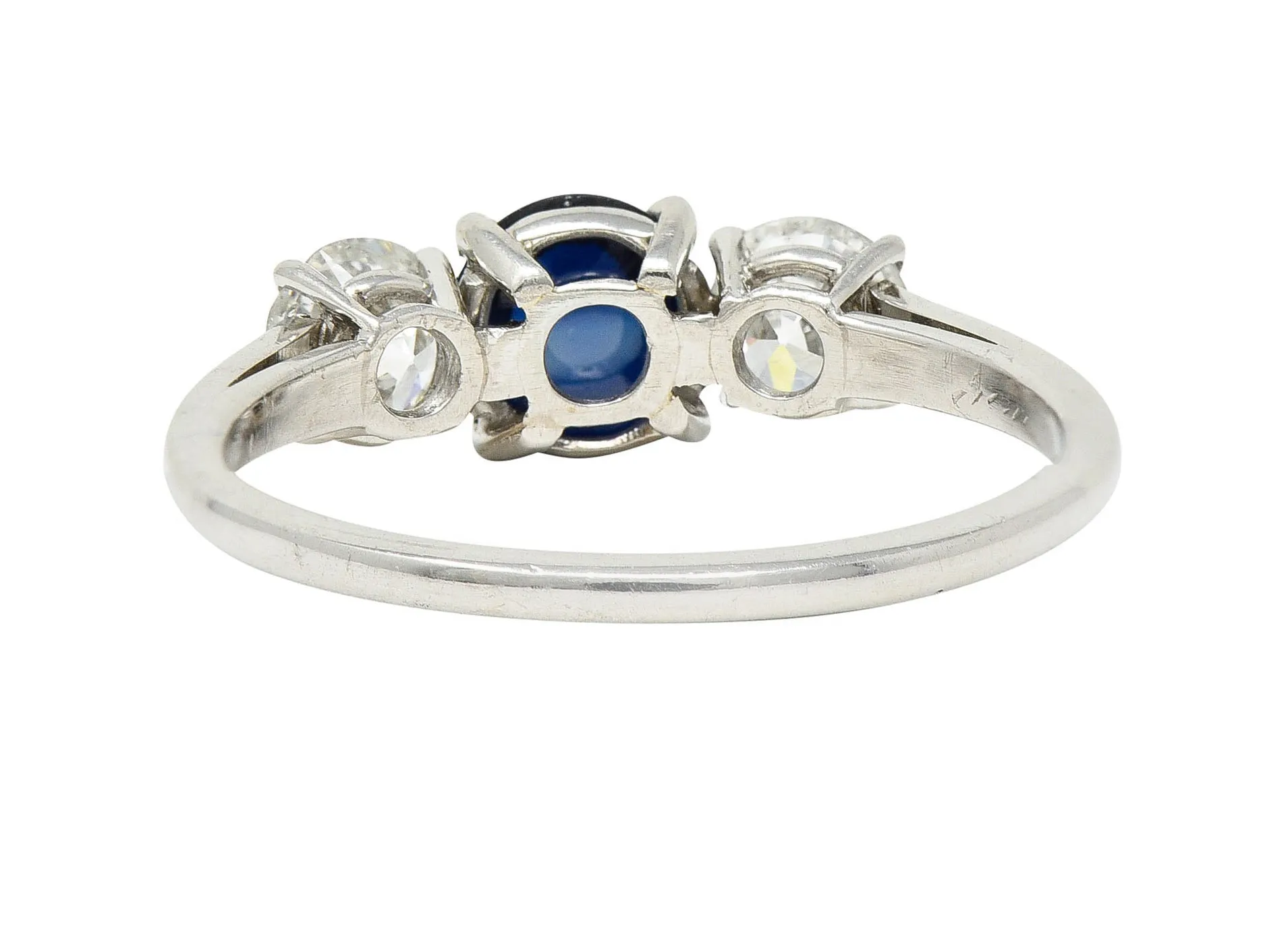 Raymond Yard 2.80 CTW No Heat Cabochon Sapphire Diamond Platinum Ring GIA