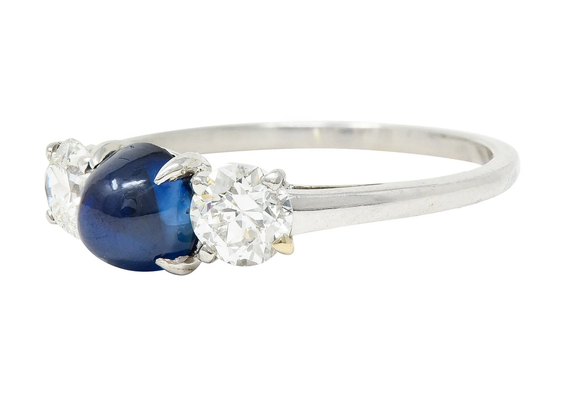 Raymond Yard 2.80 CTW No Heat Cabochon Sapphire Diamond Platinum Ring GIA