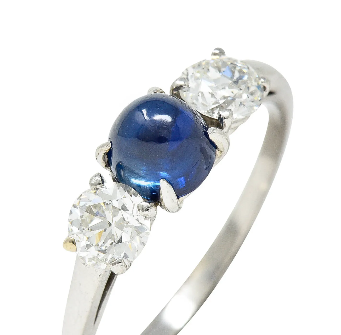 Raymond Yard 2.80 CTW No Heat Cabochon Sapphire Diamond Platinum Ring GIA