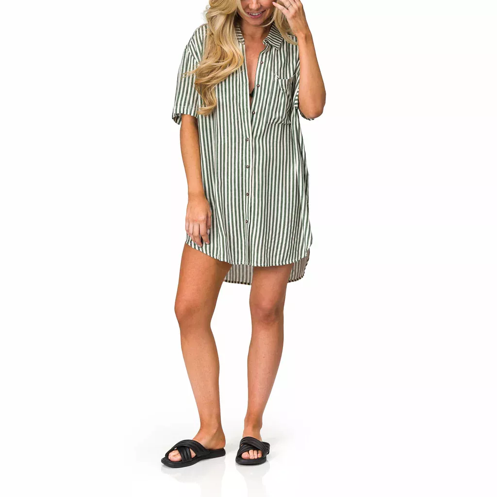 Reef Women's Ollie Jacquard Striped Shirt Dress