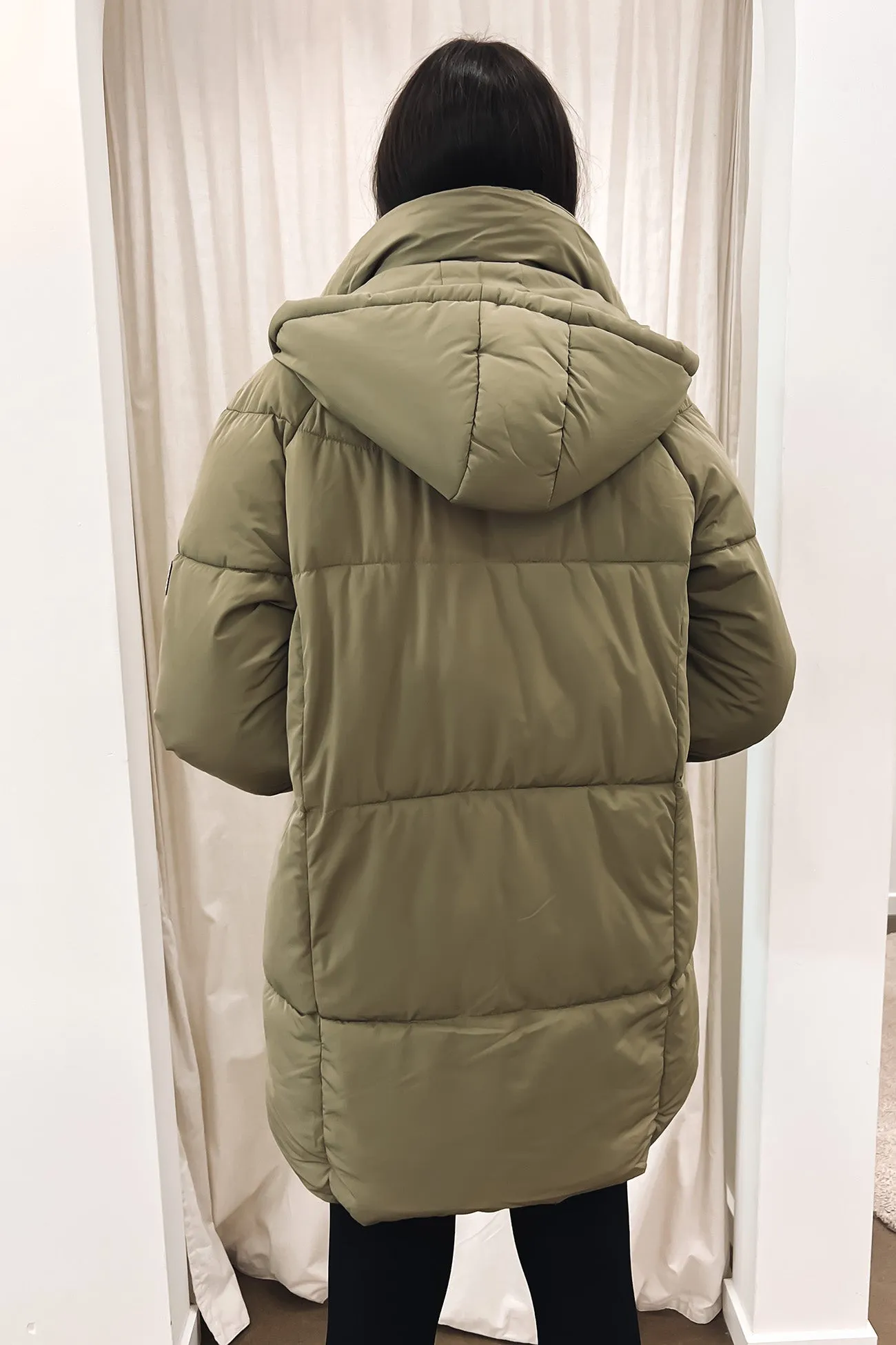 Remi Luxe Midi Puffer Khaki