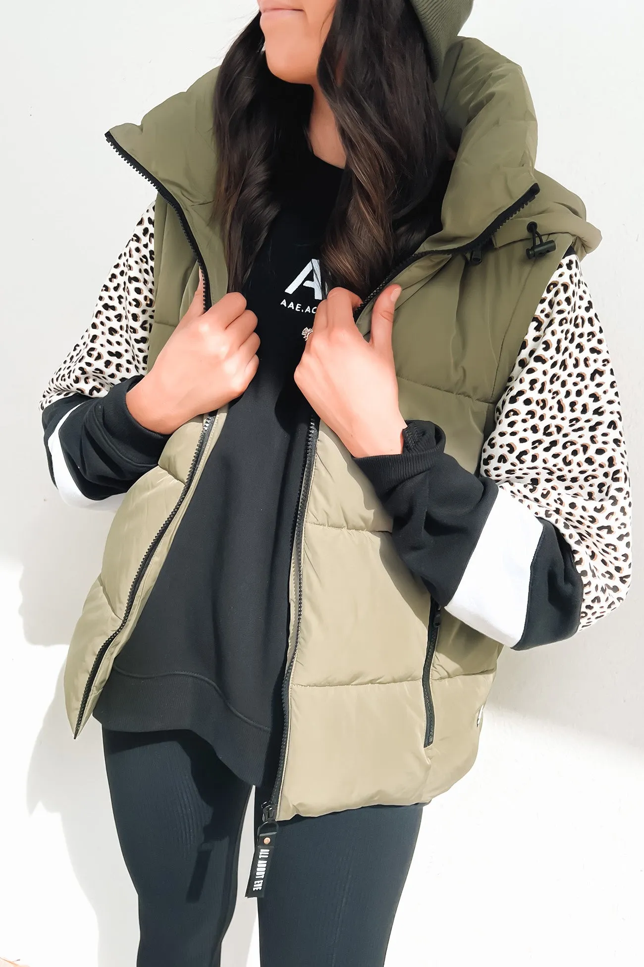 Remi Luxe Puffer Vest Khaki