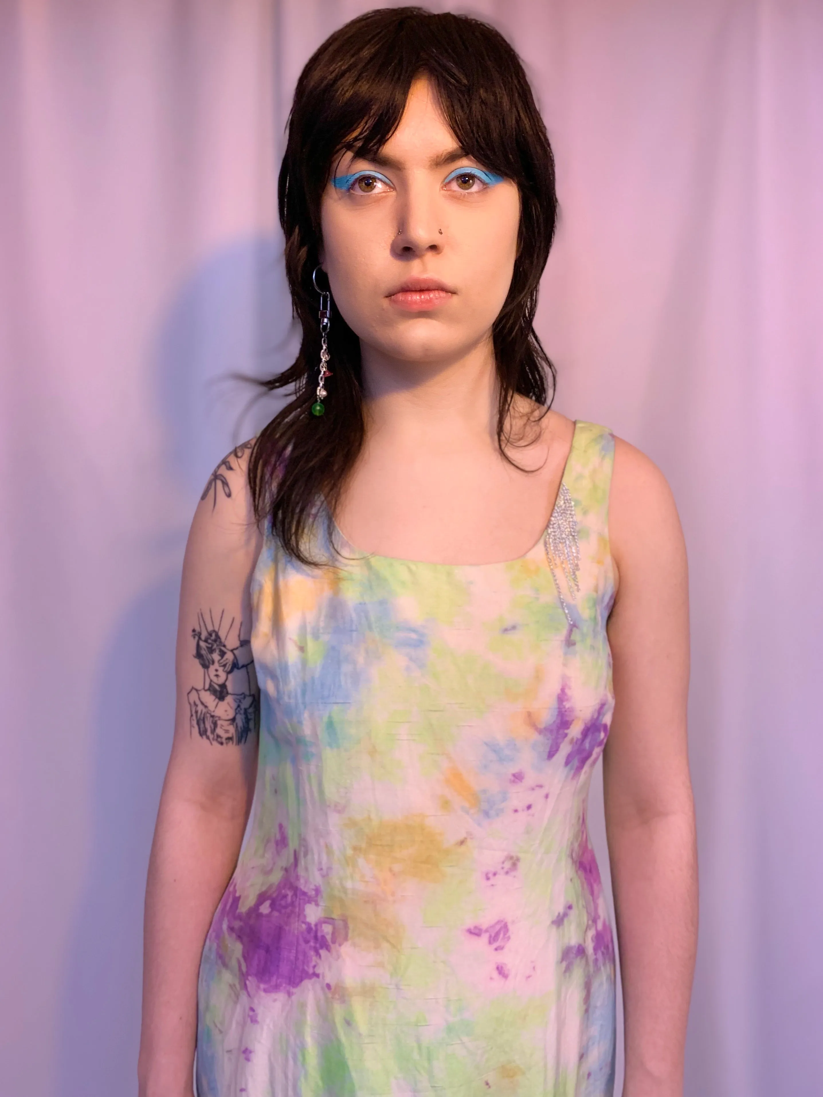 Rhinestone silk tie dye dress