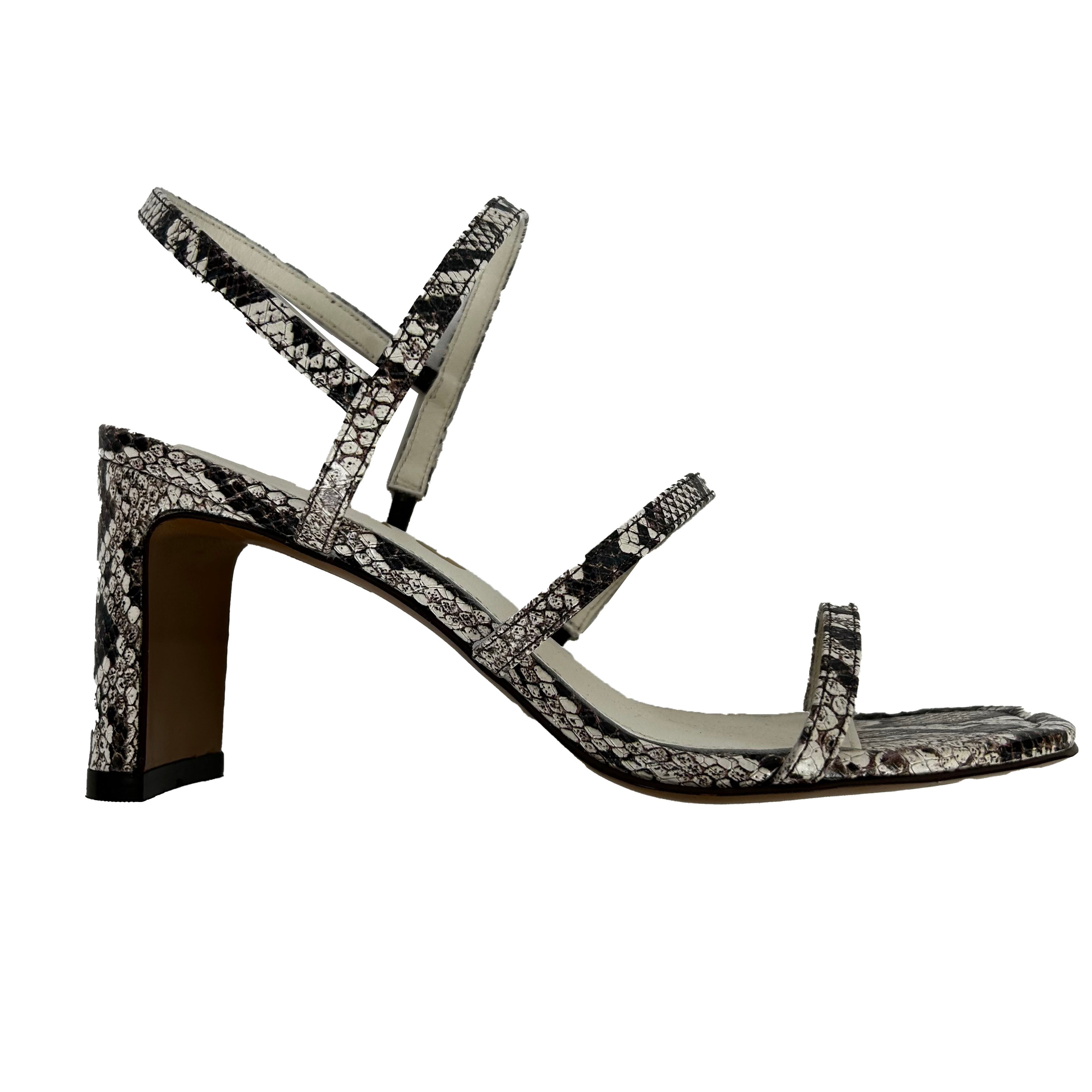 Rixo Brand New 245 Snakeskin Print Strappy Block Heel Ciervo Sandals 38