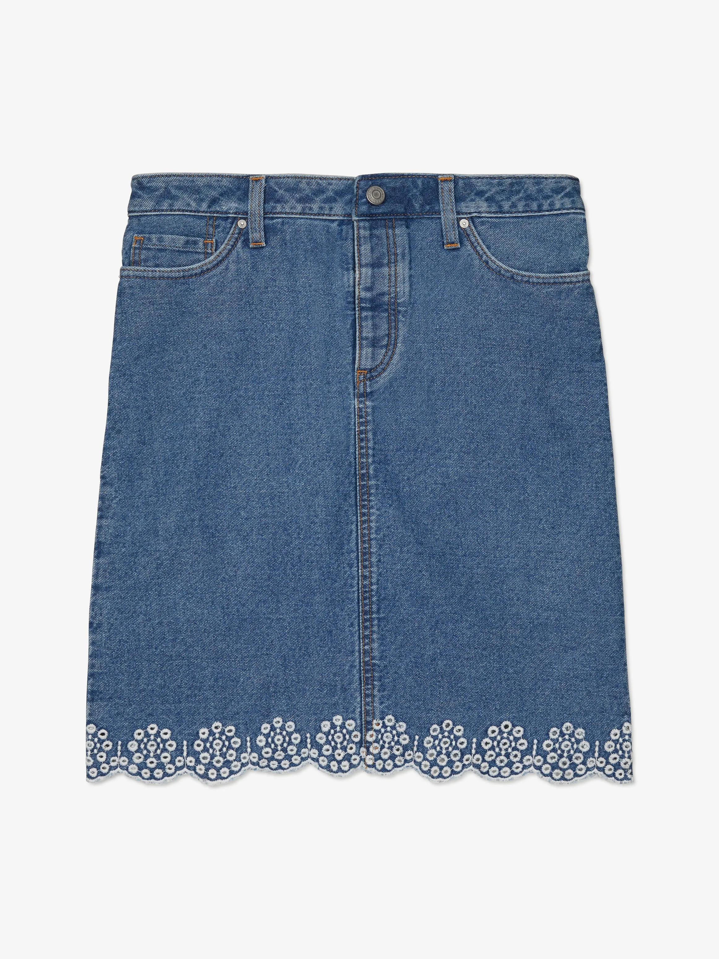 Scalloped Skirt (Womens) - Medium Wash