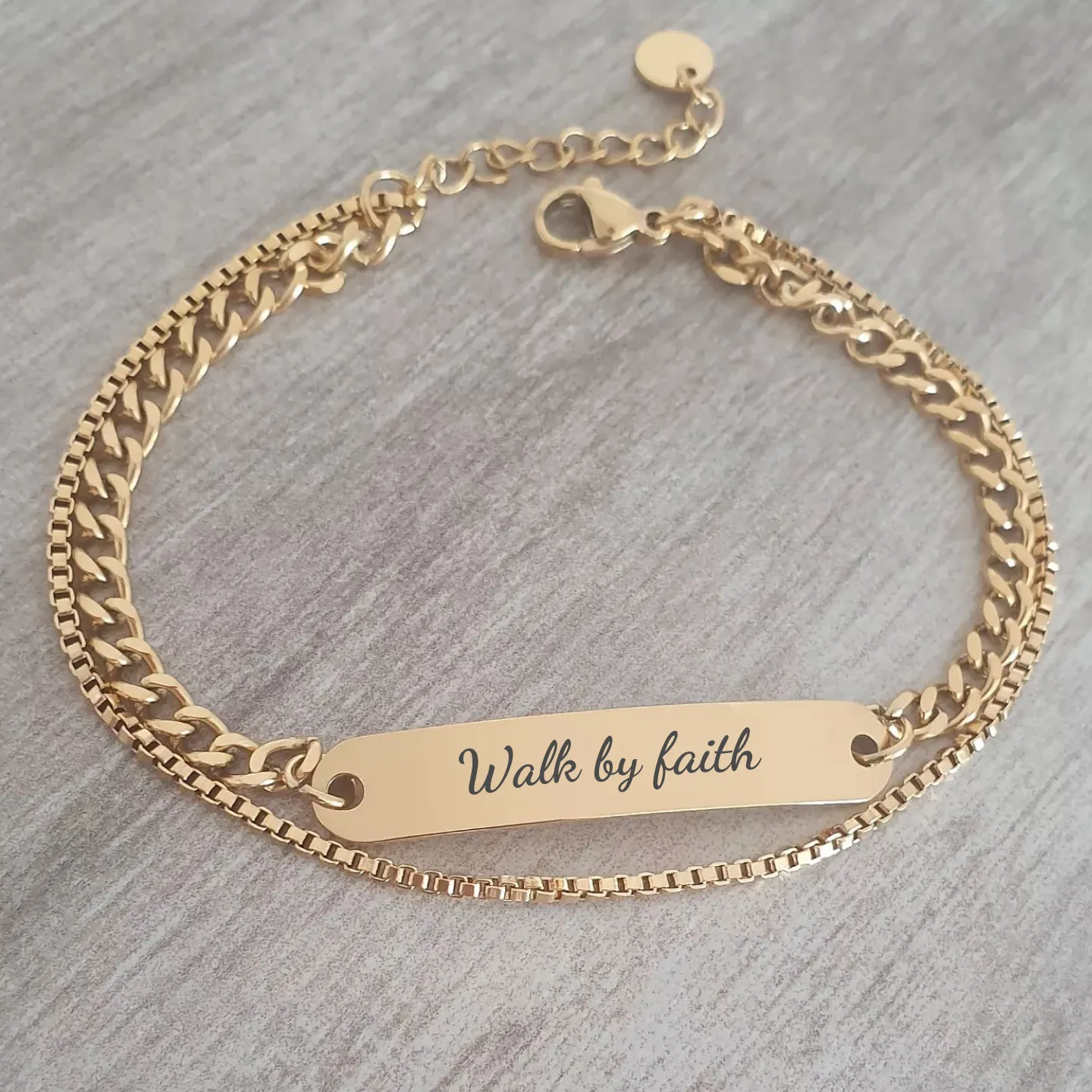 Shamira Personalized Gold Stainless Steel bracelet, Adjustable Size: 17-21cm (READY IN 3 DAYS!)