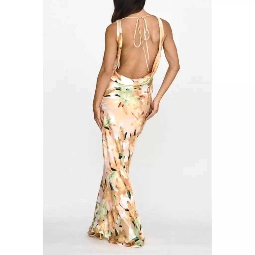 She Loves IT Yellow Floral Print Maxi Dress