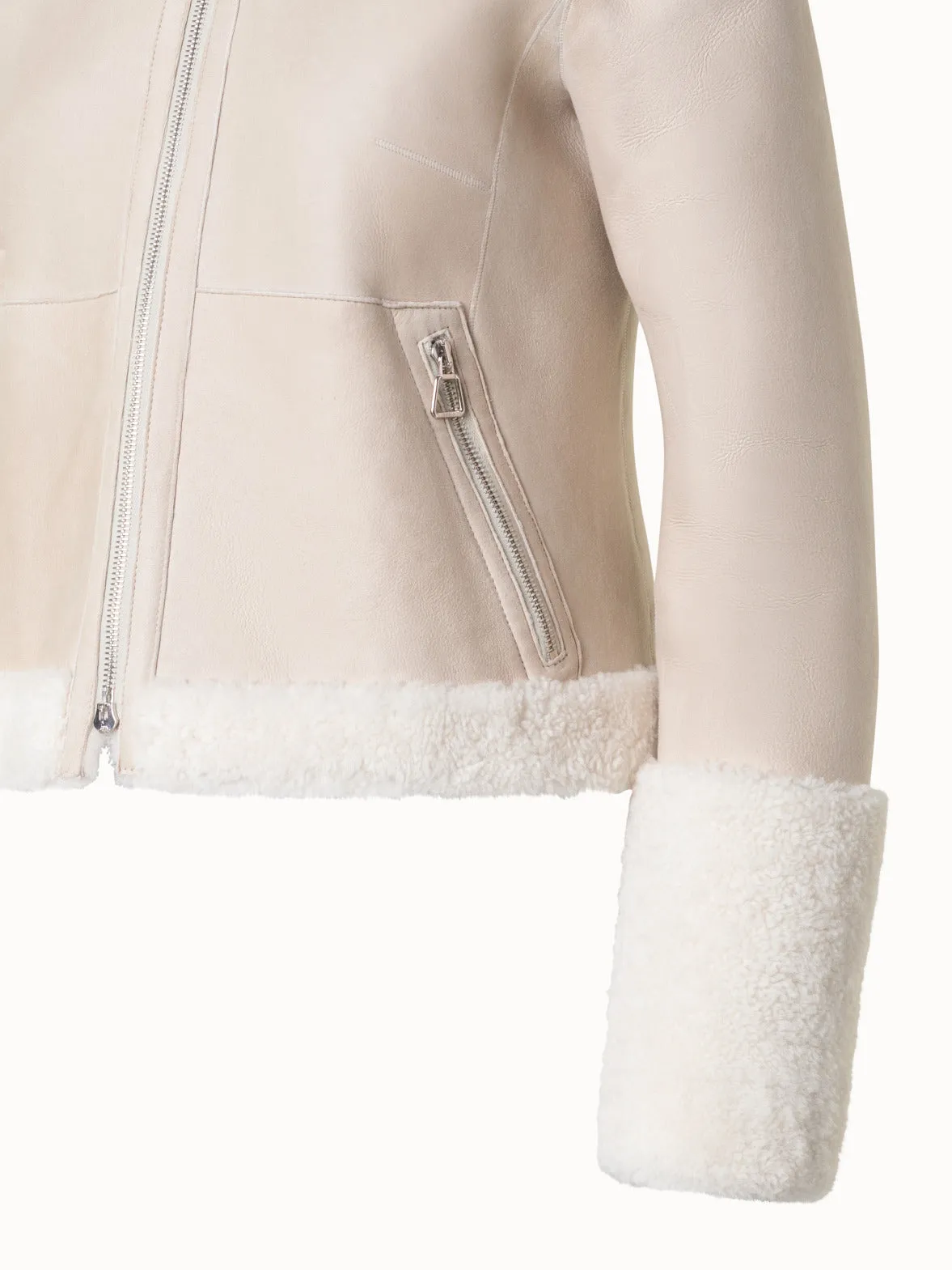 Short Double Faced Shearling Leather Jacket