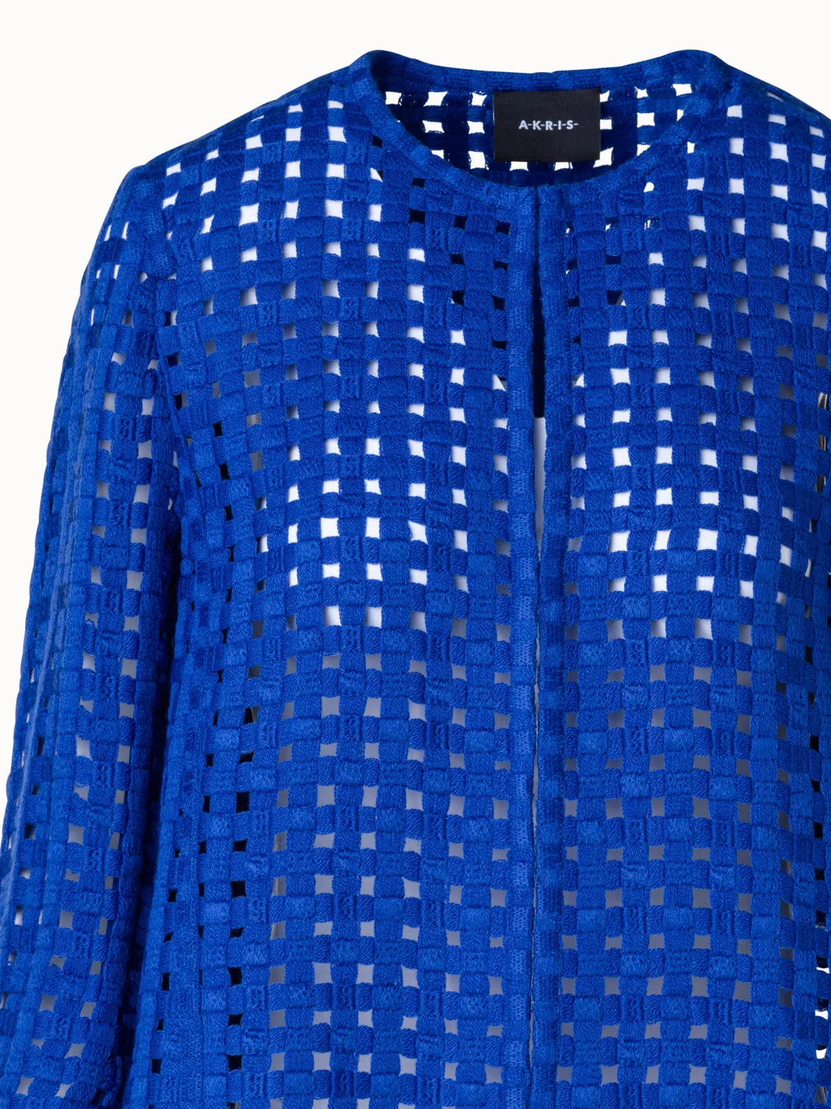 Short Jacket in Wool Grid Embroidery