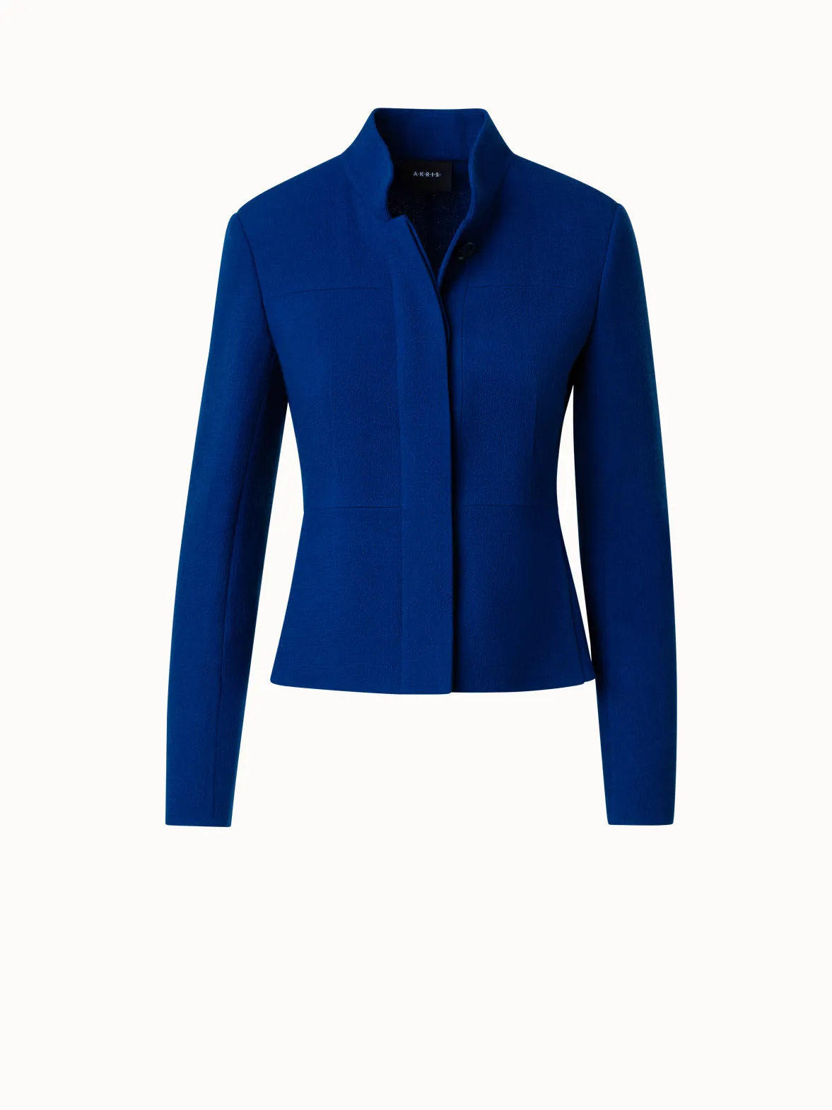 Short Jacket with Mock Neck in Wool Crêpe Double-Face