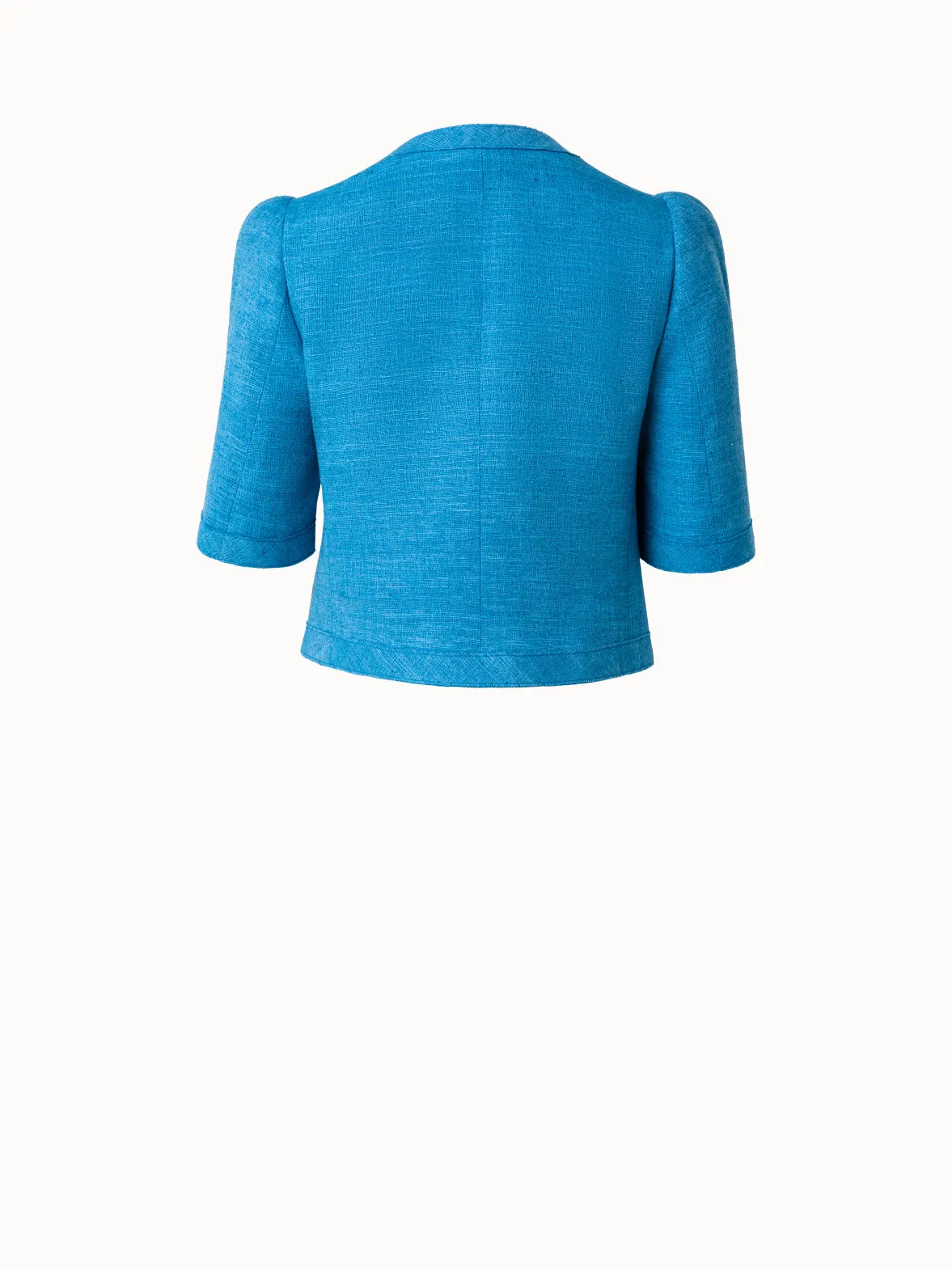 Short Puff Shoulder Jacket in Raw Indian Silk