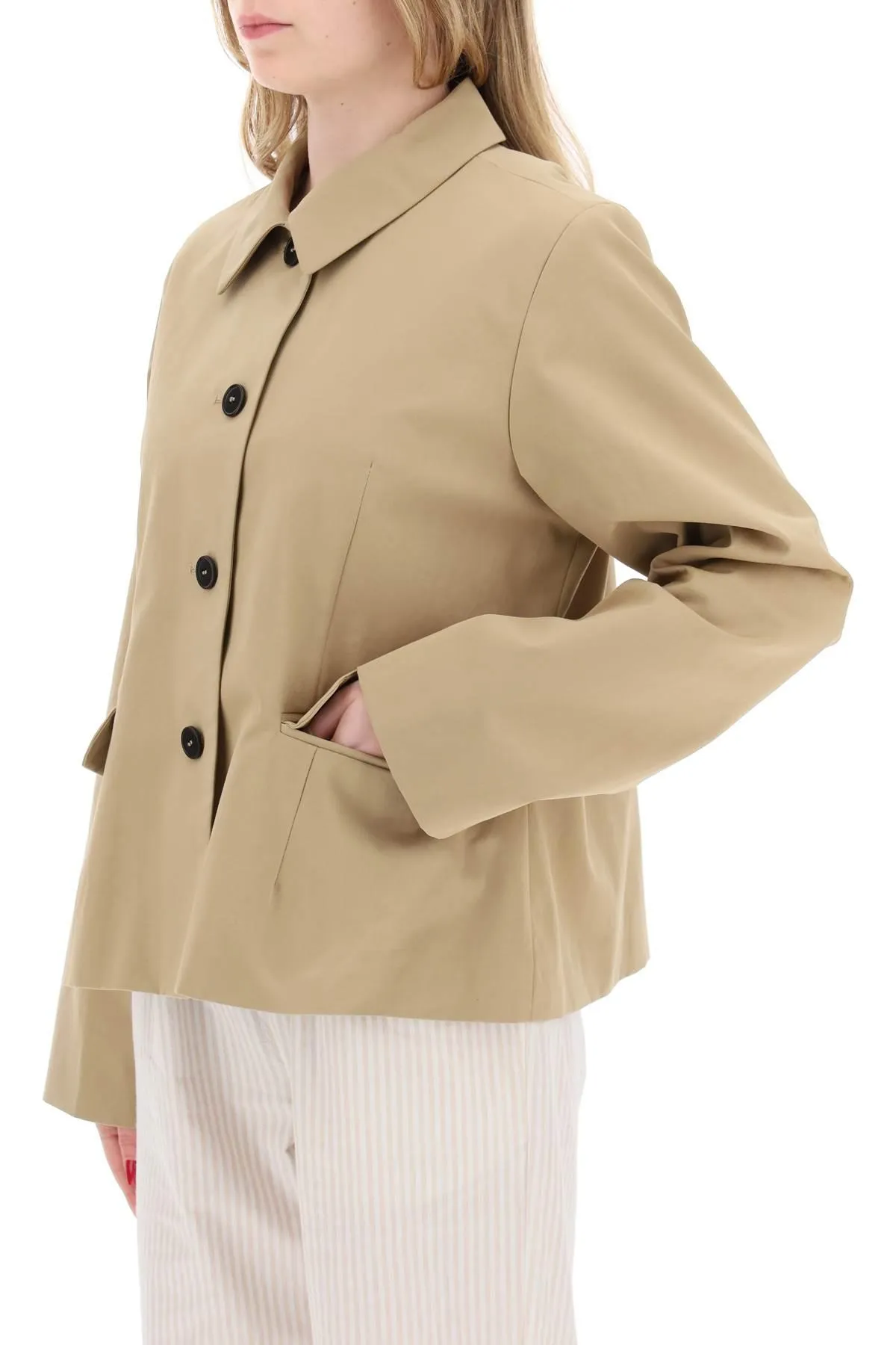 Skall Studio    Skall Studio Short Cotton Waterproof Jacket Named Petra In Italian