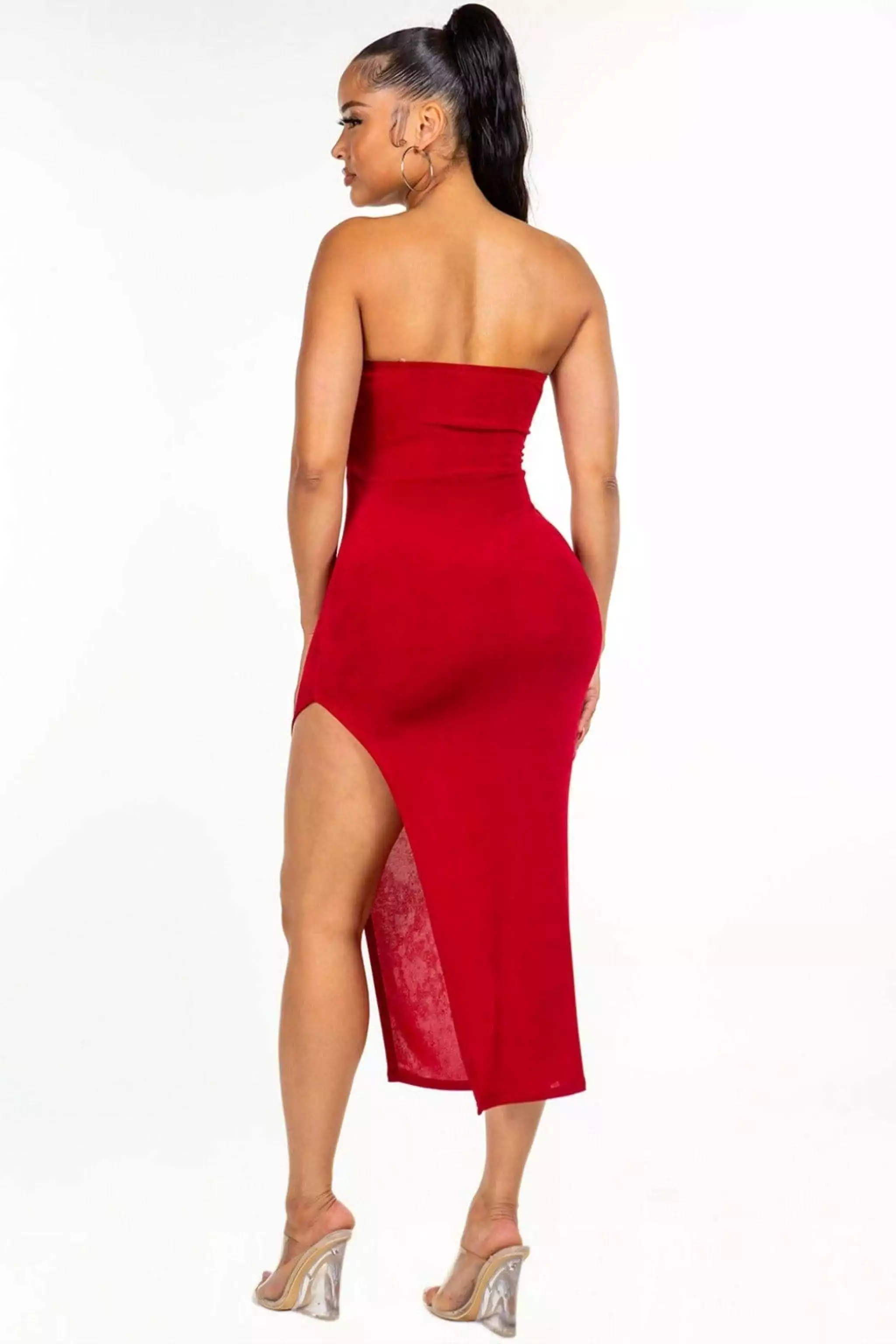 Slinky Invisible Strap Midi Dress