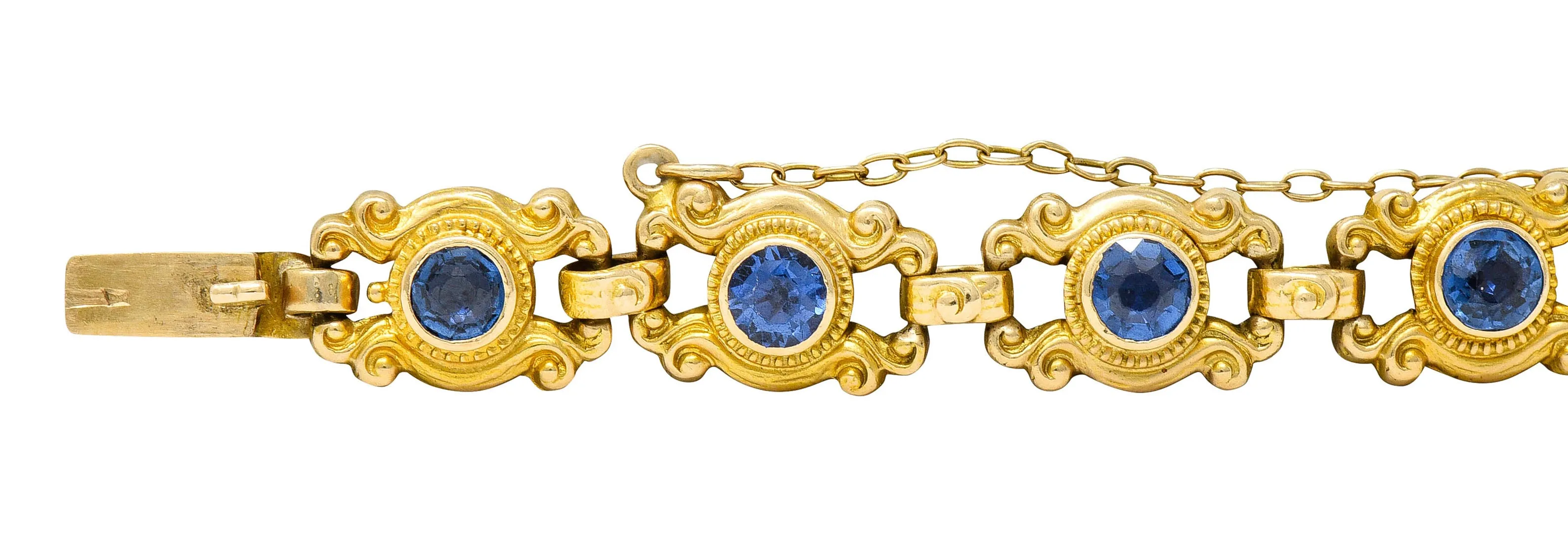 Sloan & Co. 4.50 CTW Sapphire 14 Karat Gold Link Bracelet