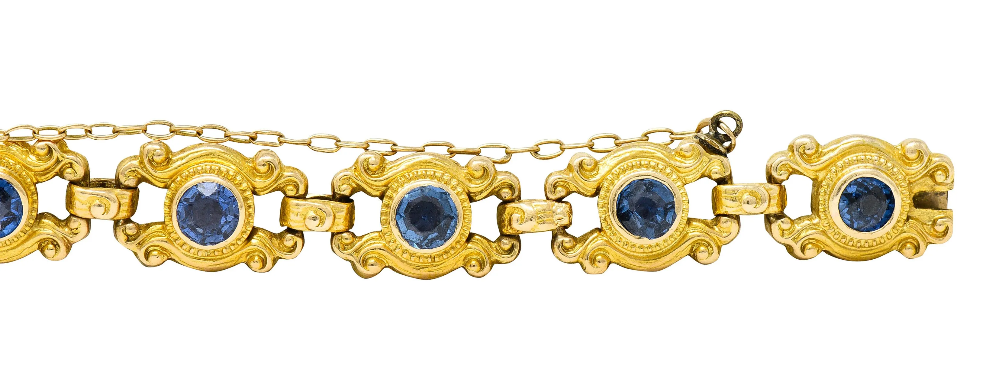 Sloan & Co. 4.50 CTW Sapphire 14 Karat Gold Link Bracelet