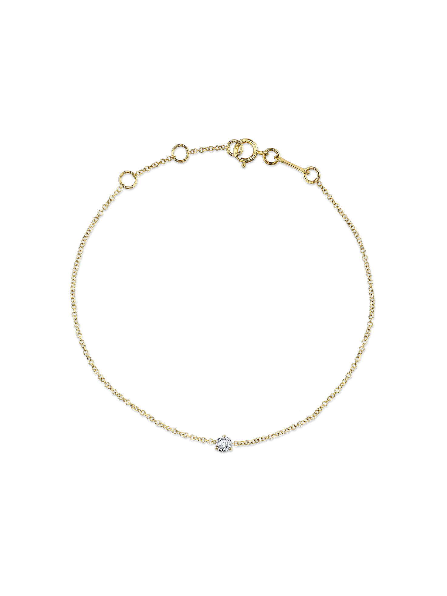 Solitaire Chain Bracelet - White Diamond / 14k Yellow Gold