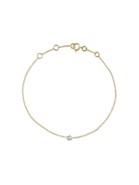 Solitaire Chain Bracelet - White Diamond / 14k Yellow Gold