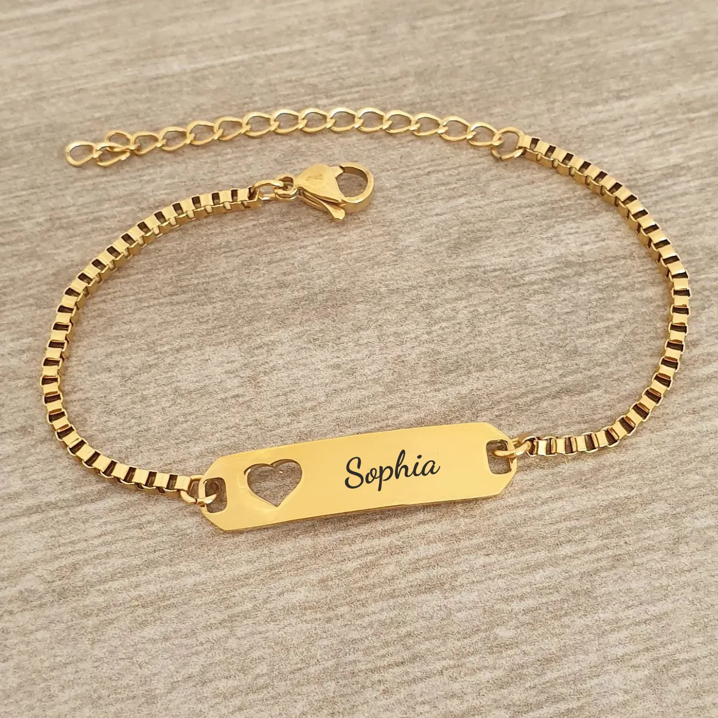 Sophia Personalized Gold Stainless Steel bracelet, Adjustable Size 16-21cm (READY IN 3 DAYS!)