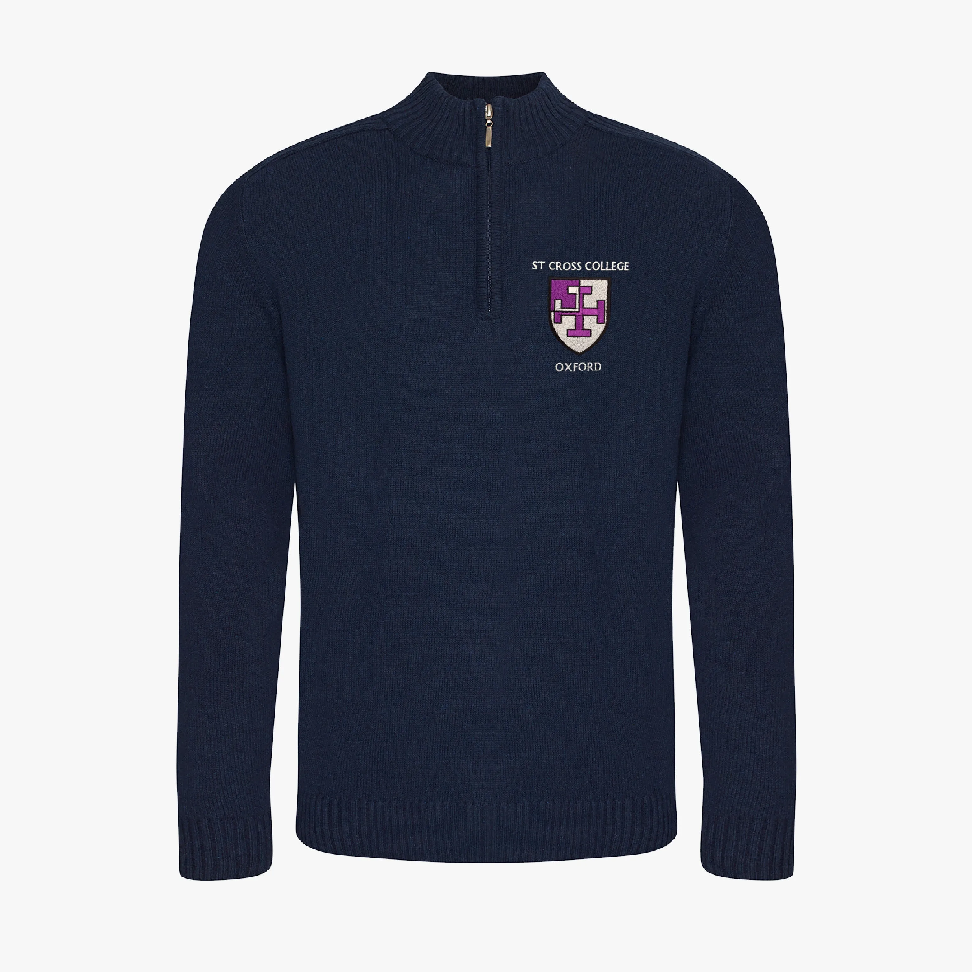 St Cross College Regenerated Cotton 1/4 Zip Sweater