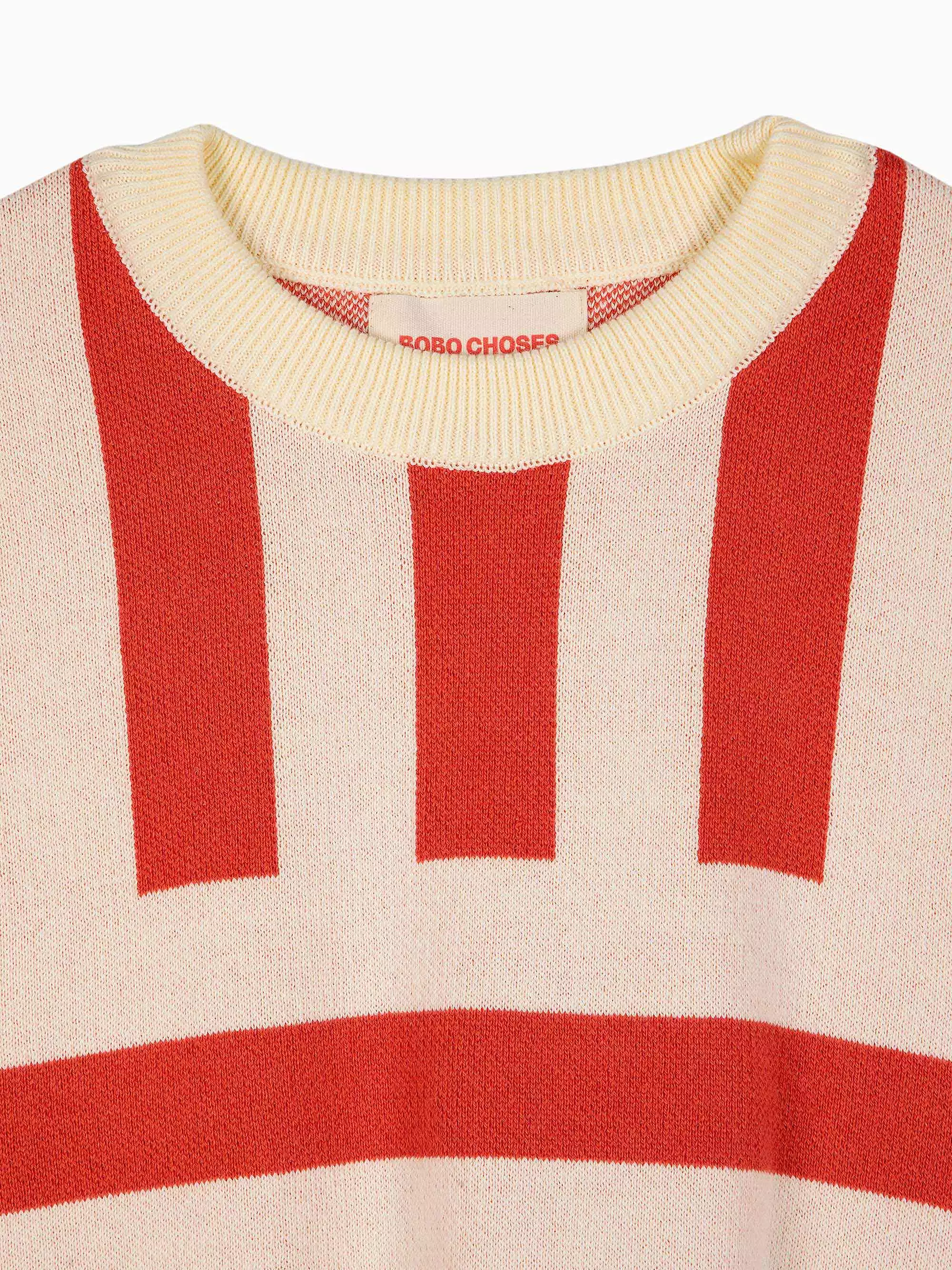 Striped Short Sleeve Knitted Sweater