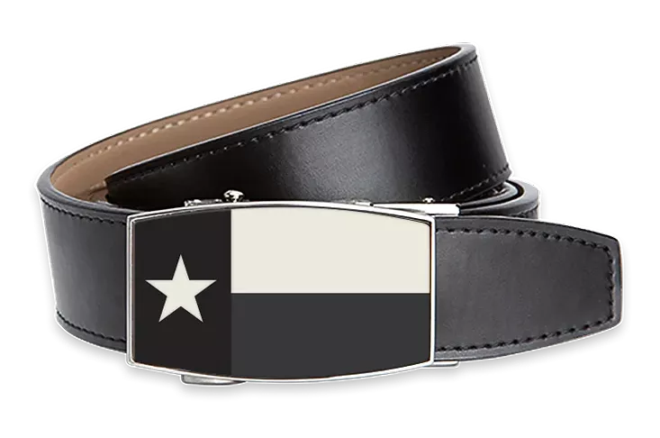 Texas Flag Black Aston Black, 1 3/8 Strap, Dress Belt