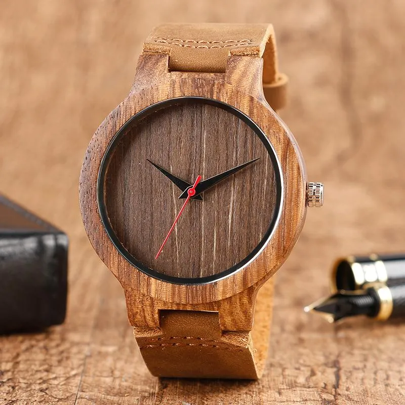 Top Gift Item Men's Analog Simple Bamboo Hand-Made Wooden Wrist Watch