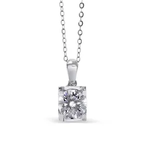 “Trinity” Moissanite 1ctw Round Solitaire Necklace in 18k Gold 