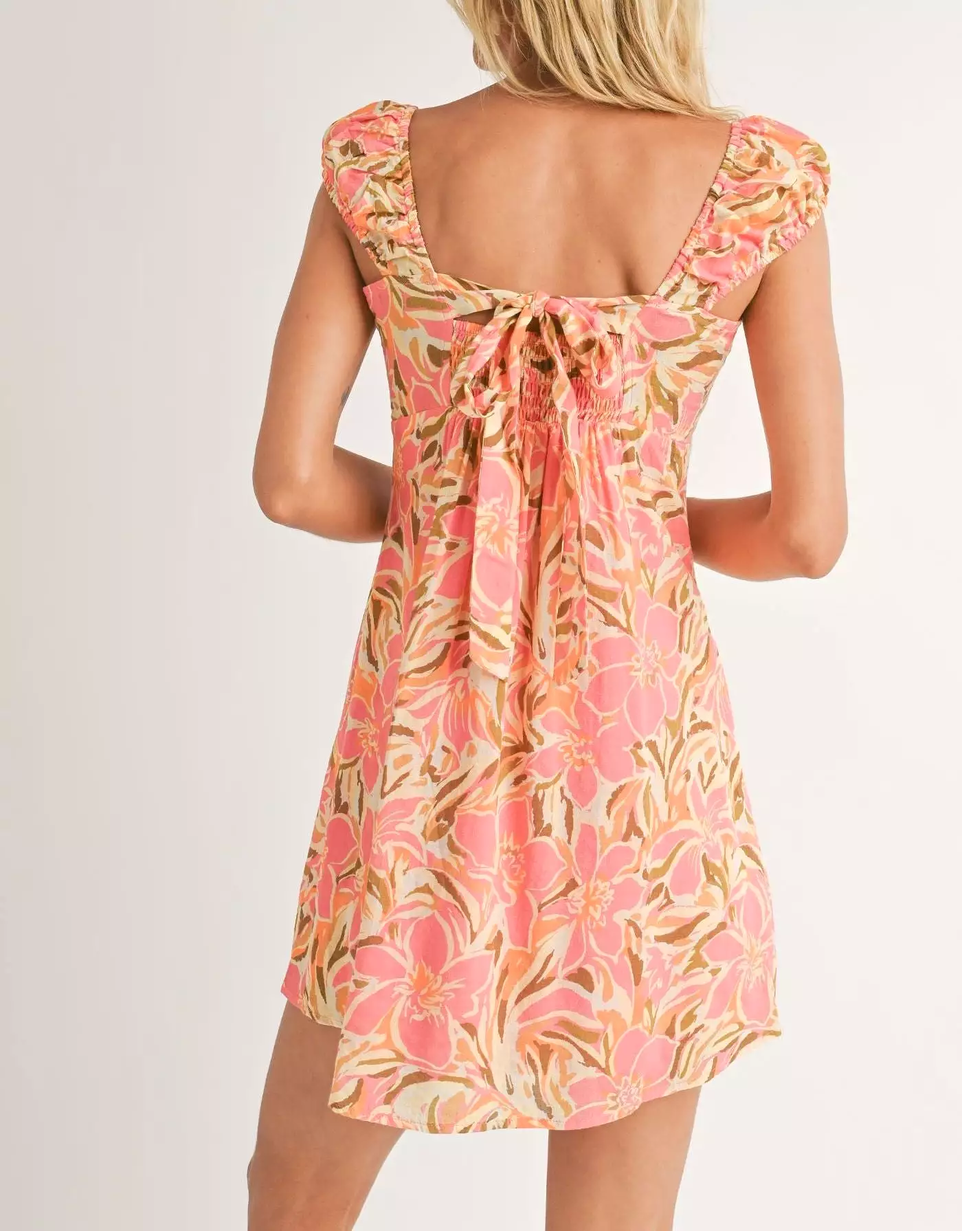 Tropical Gal Gathered Sleeve Mini Dress