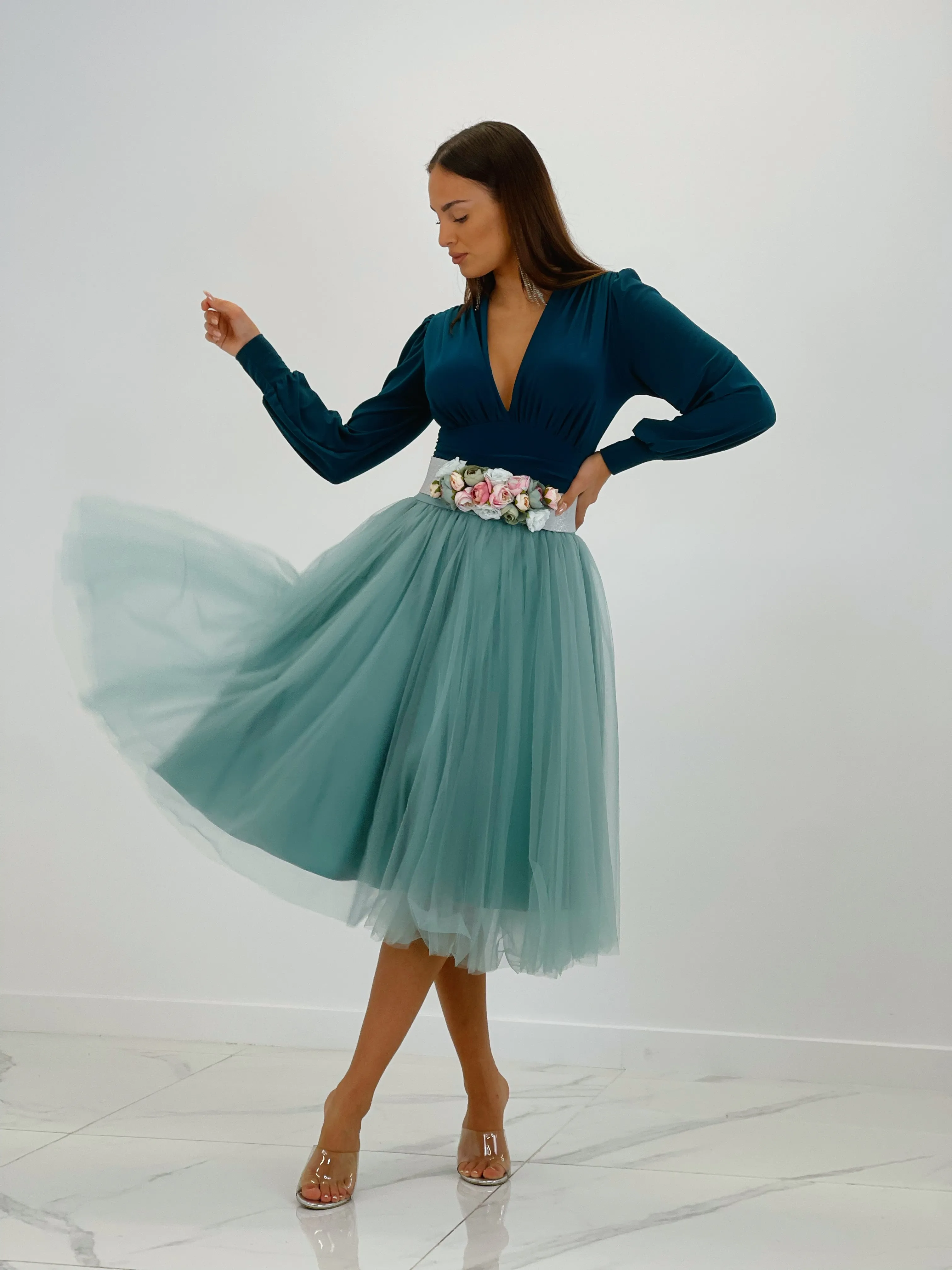 Tulle midi skirt