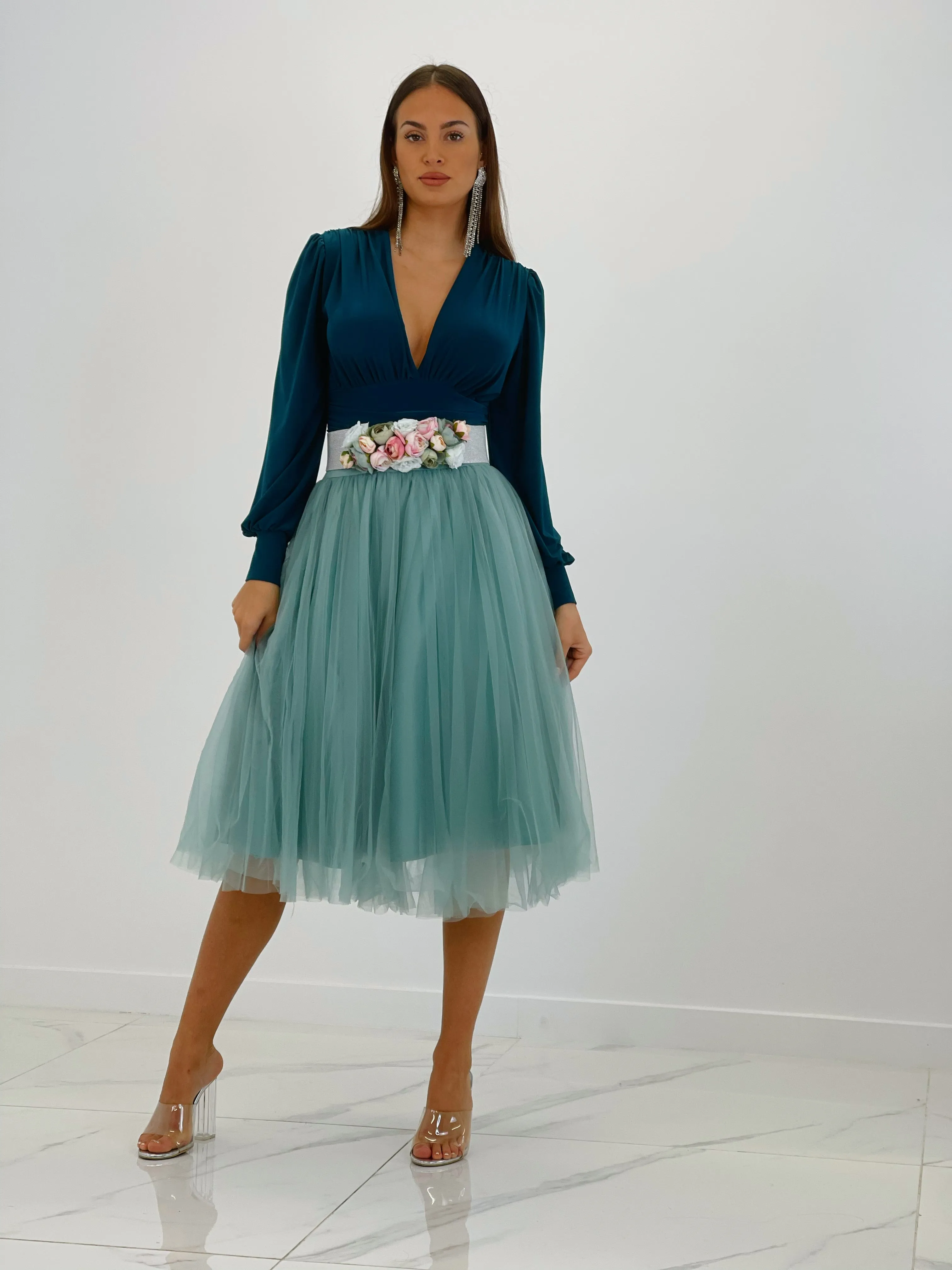 Tulle midi skirt