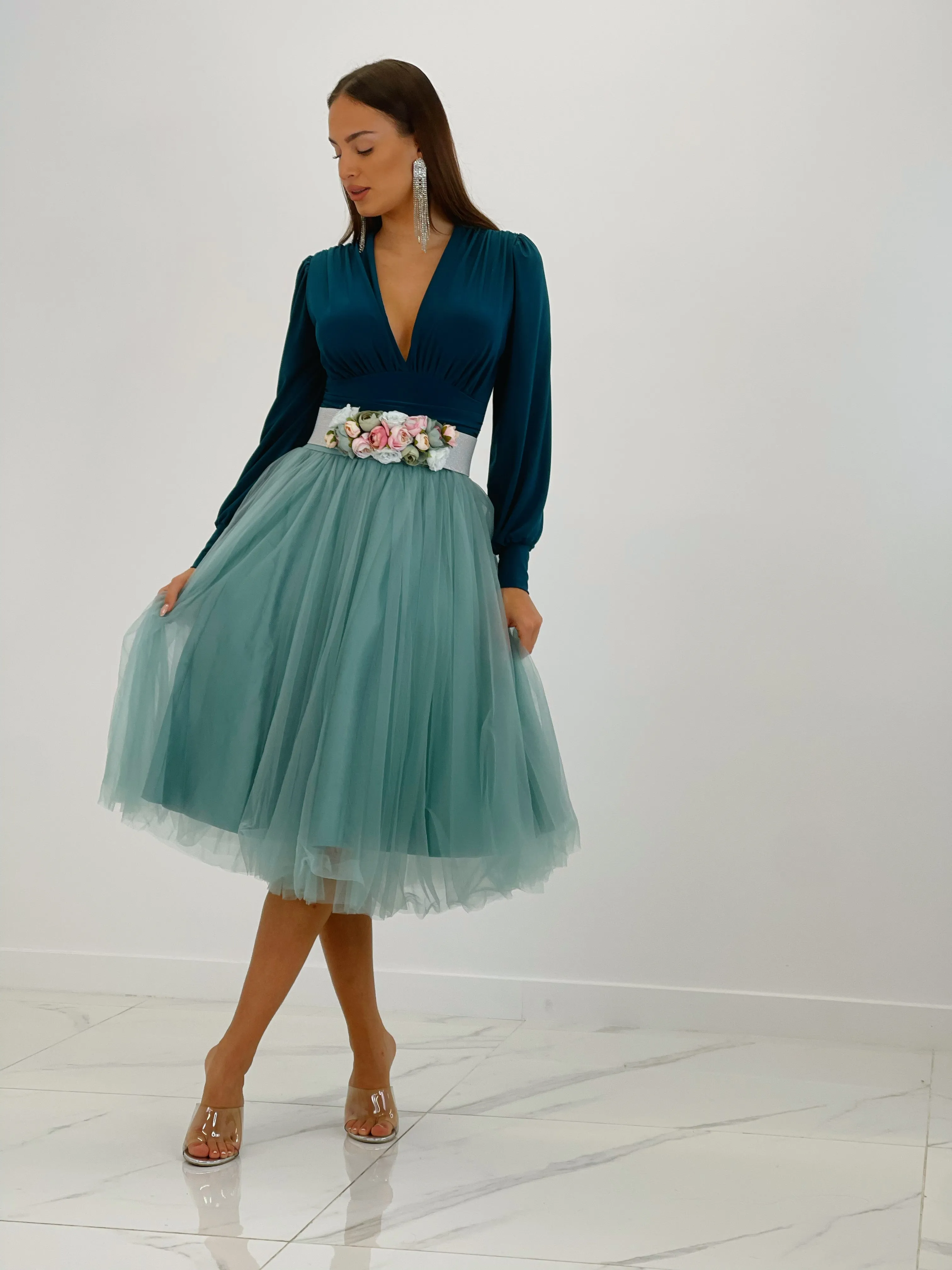 Tulle midi skirt