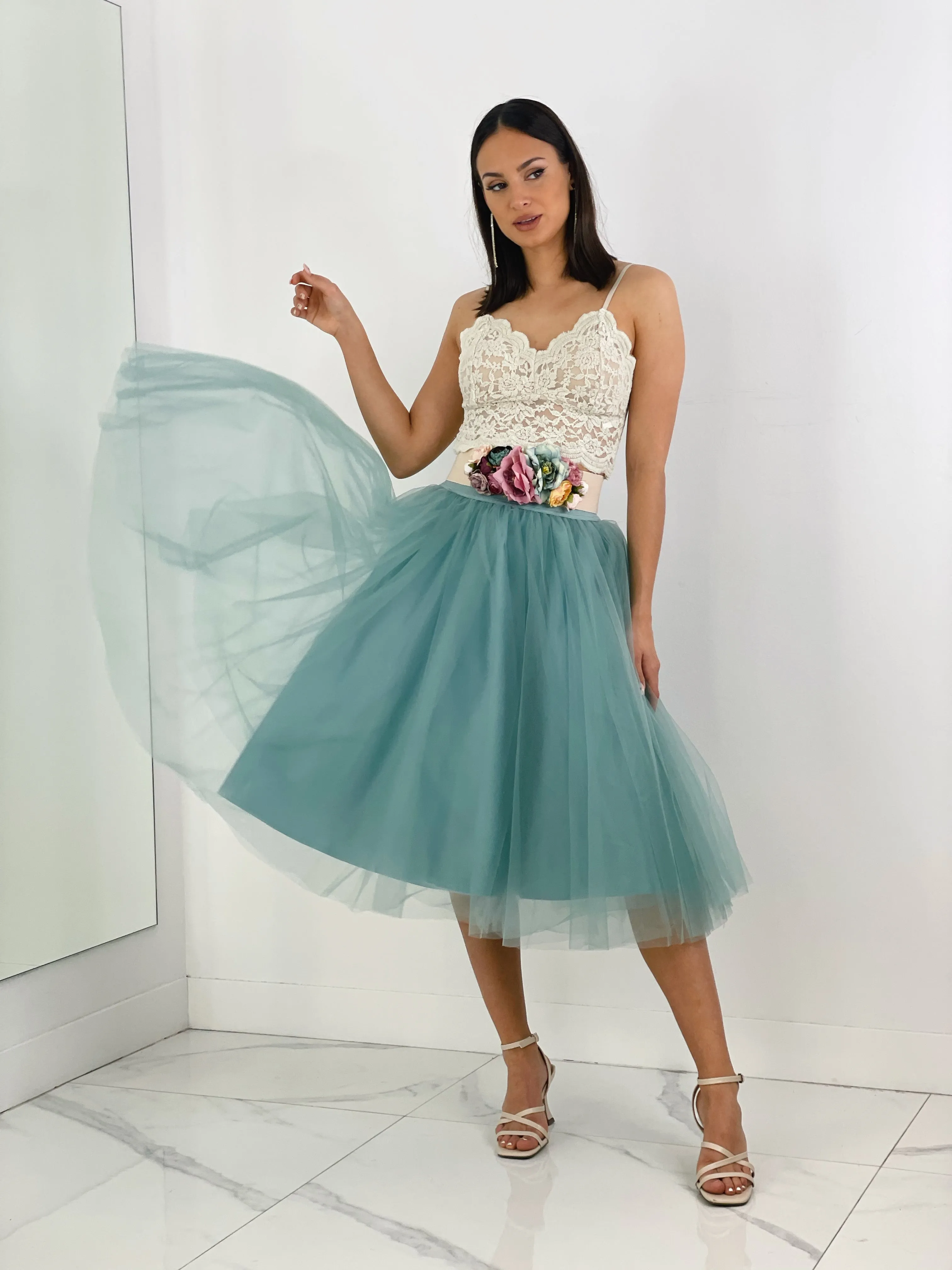 Tulle midi skirt