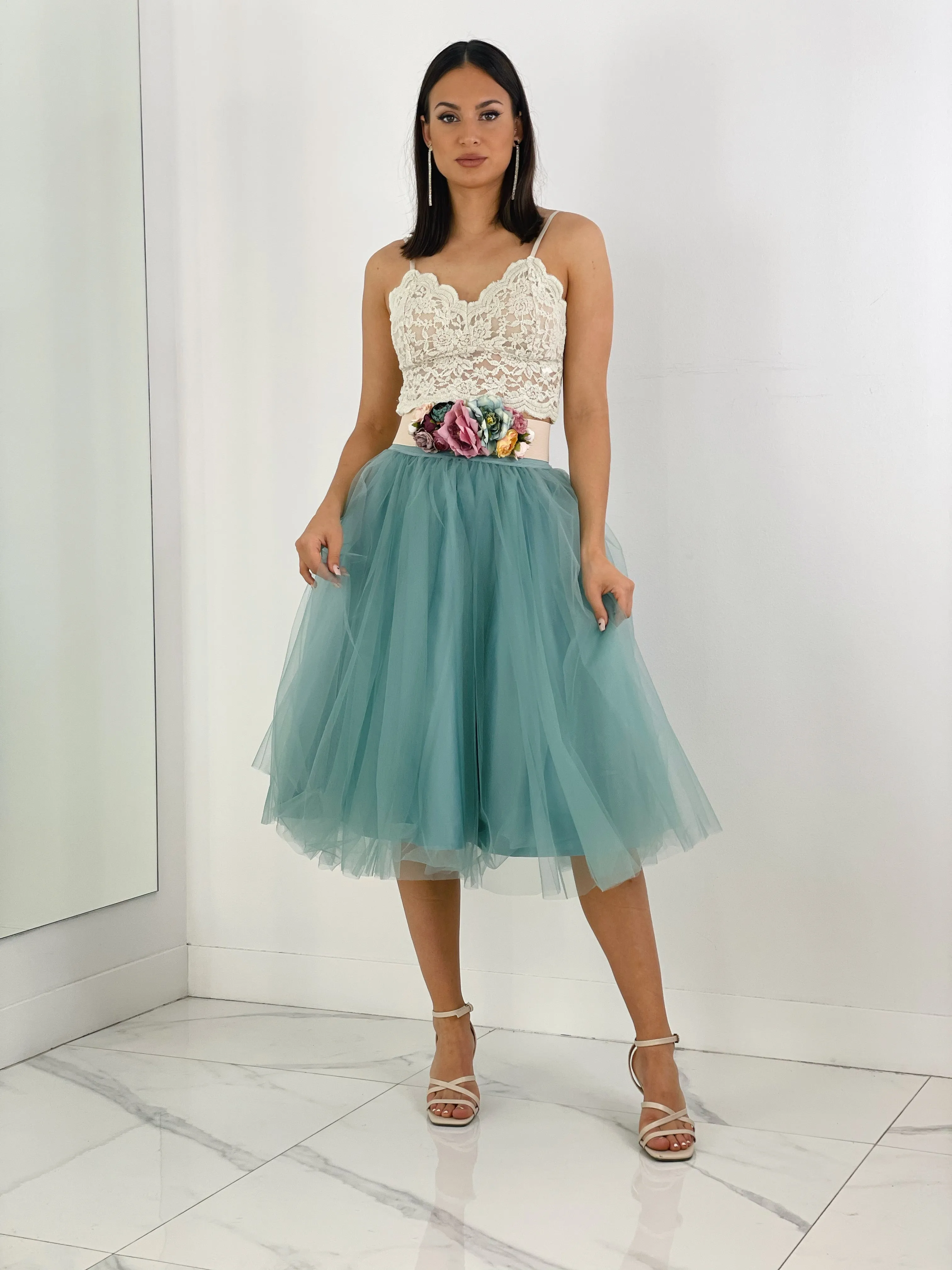 Tulle midi skirt