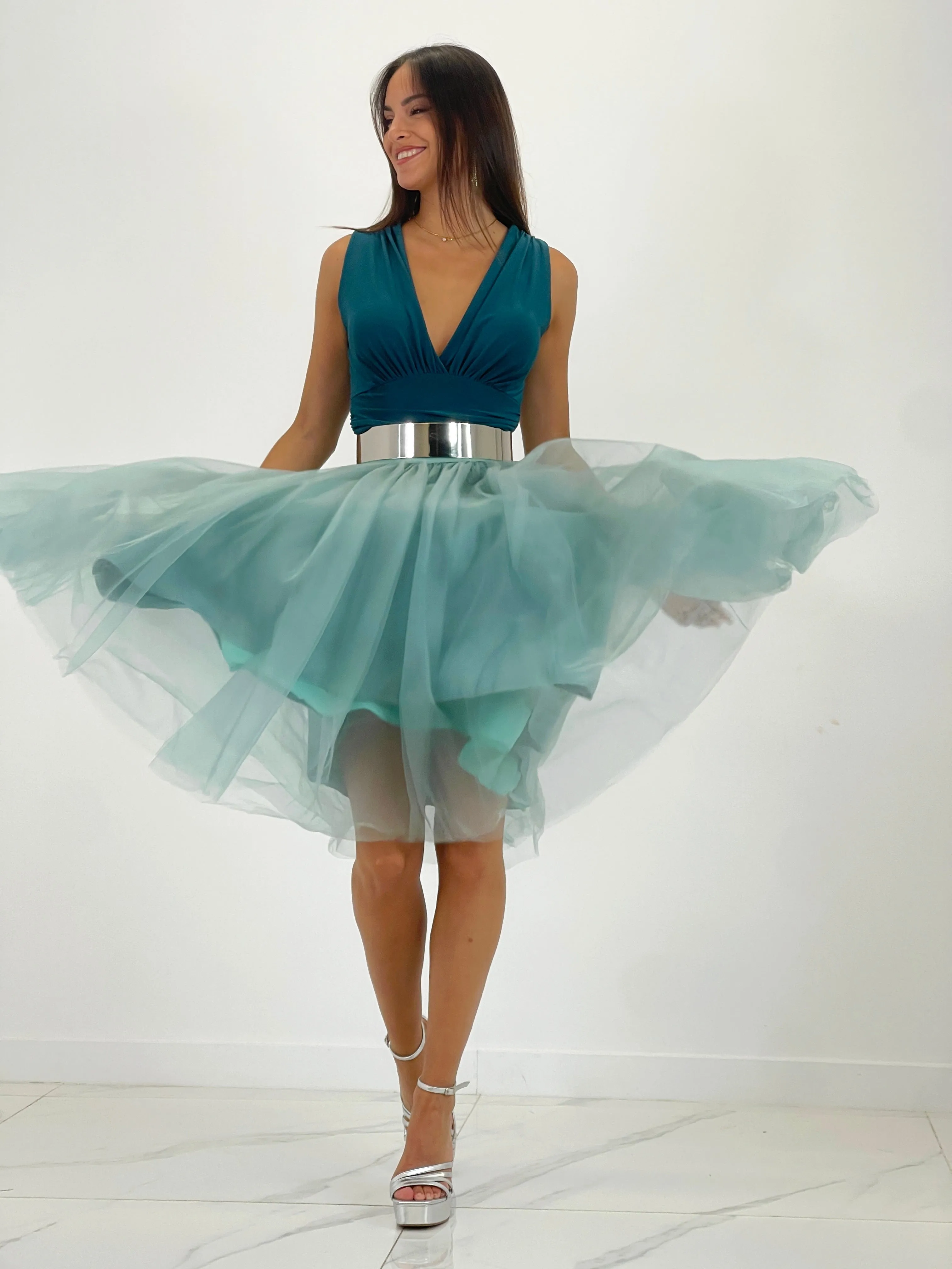 Tulle midi skirt