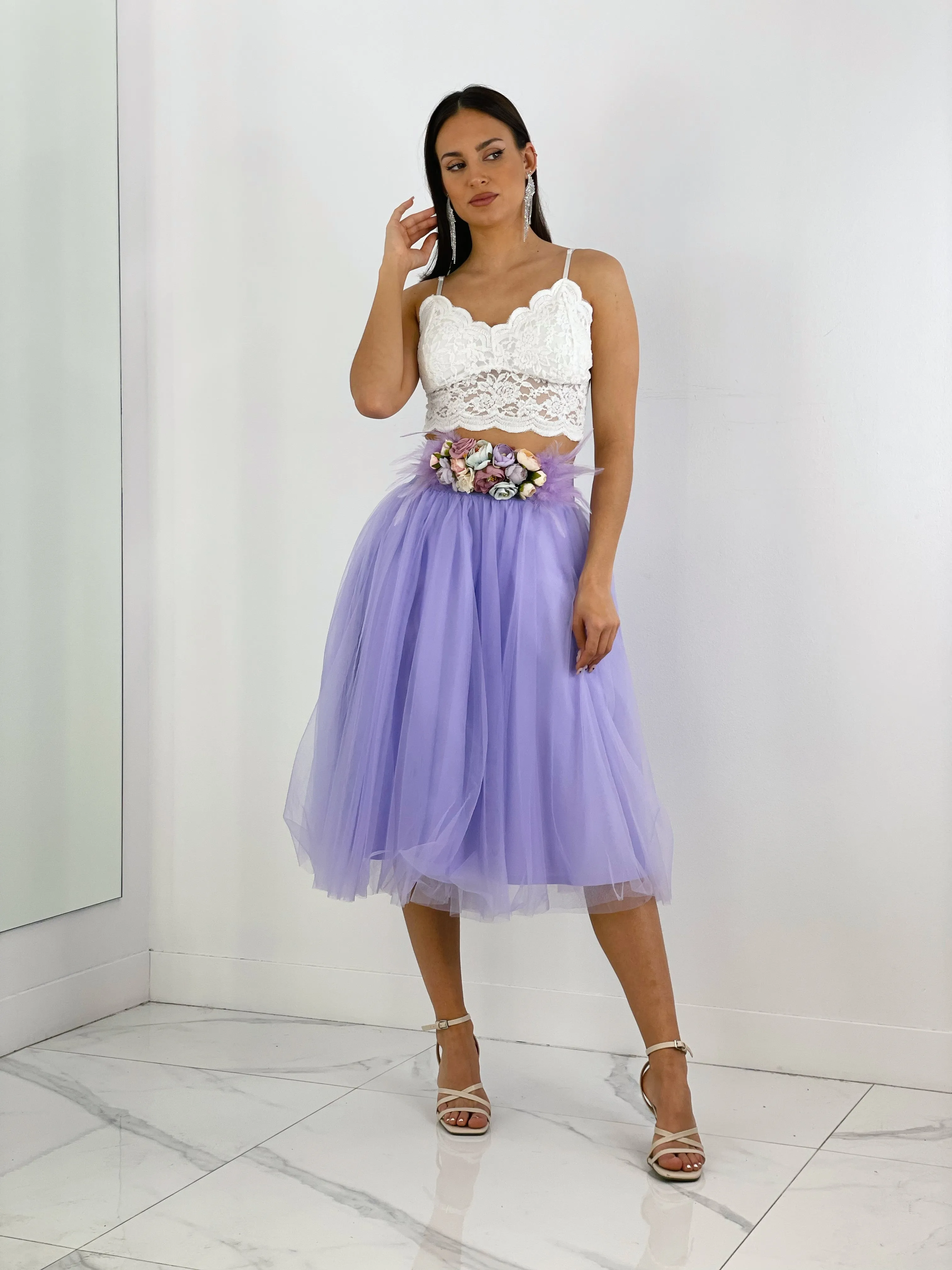 Tulle midi skirt