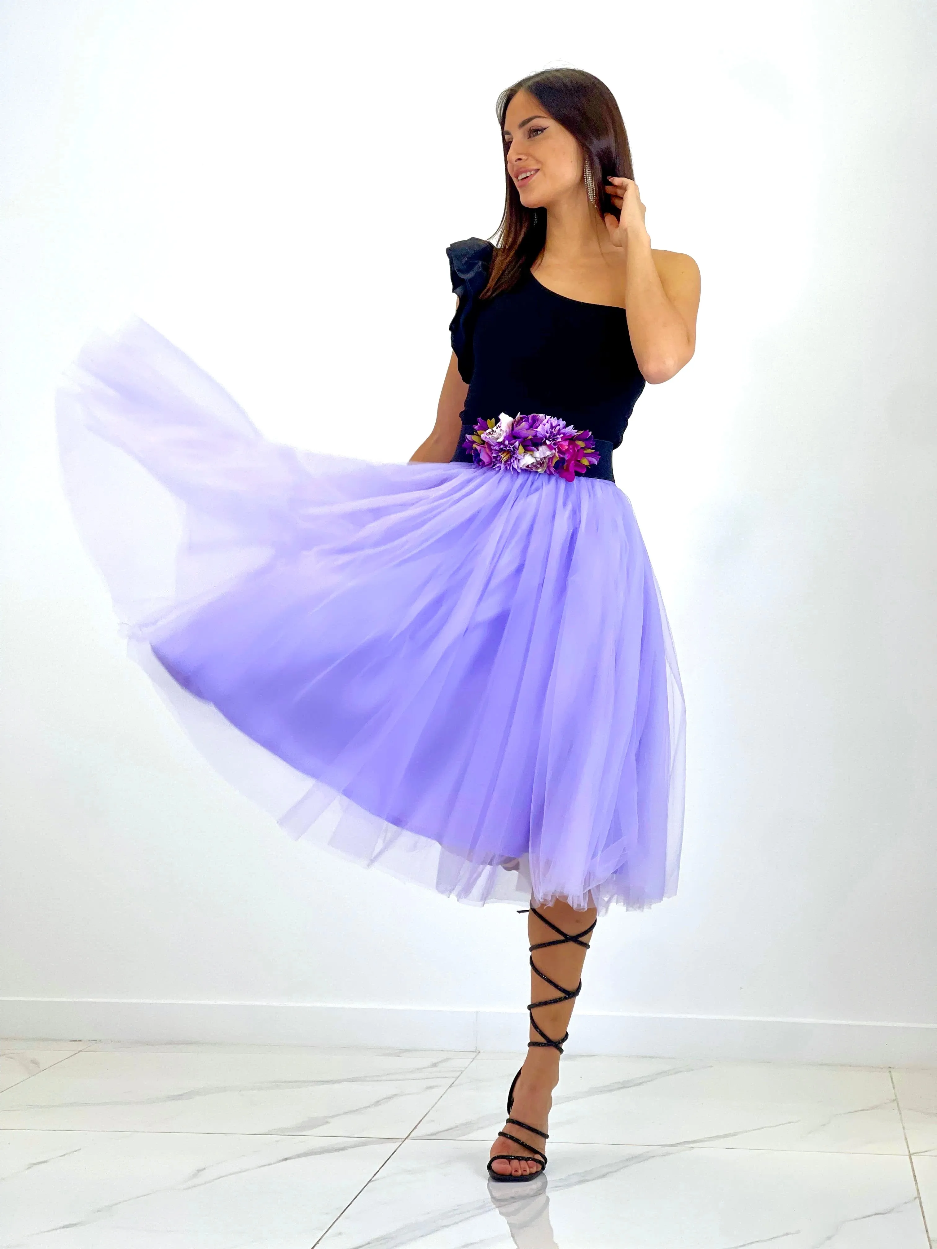 Tulle midi skirt