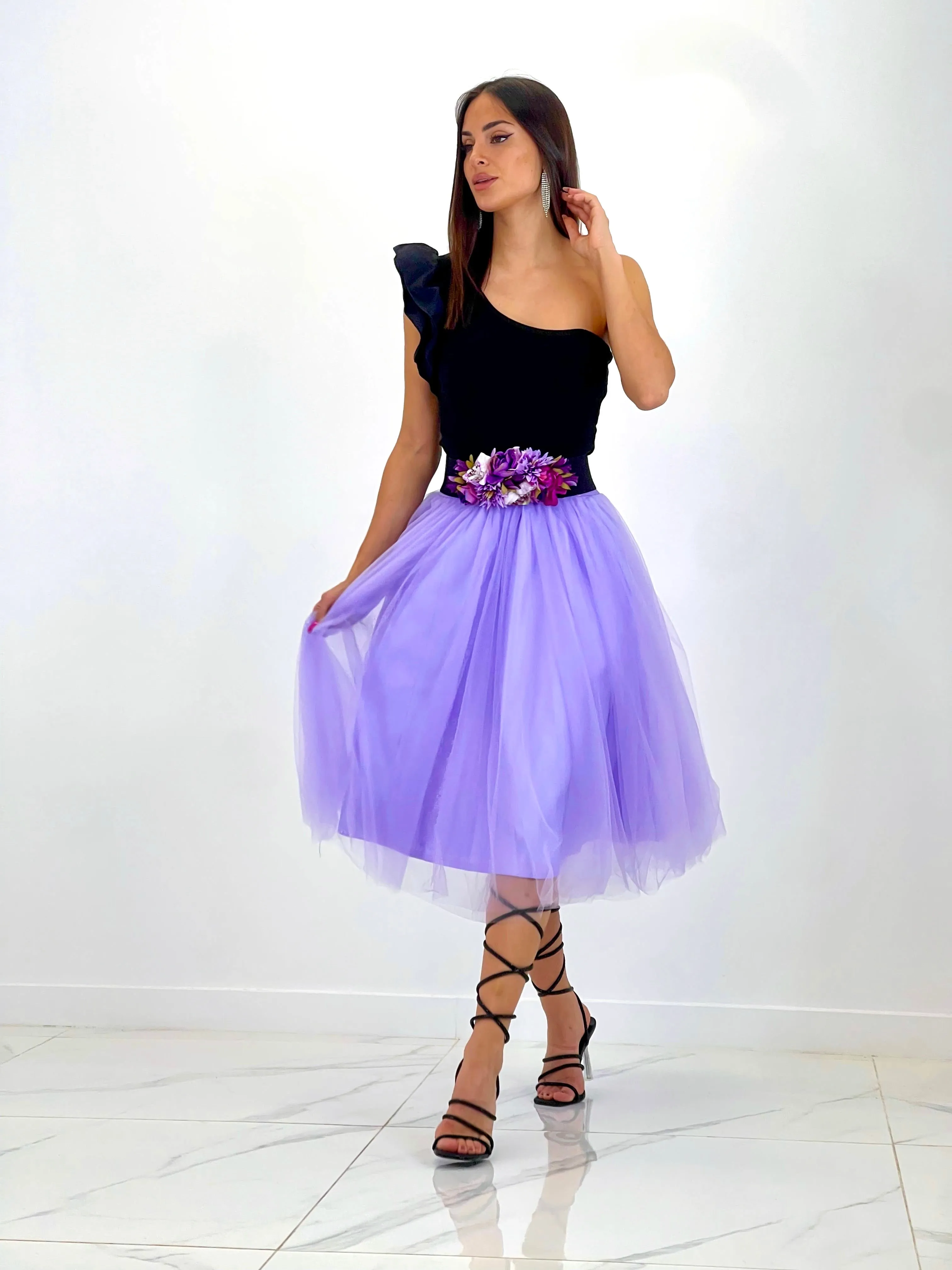 Tulle midi skirt