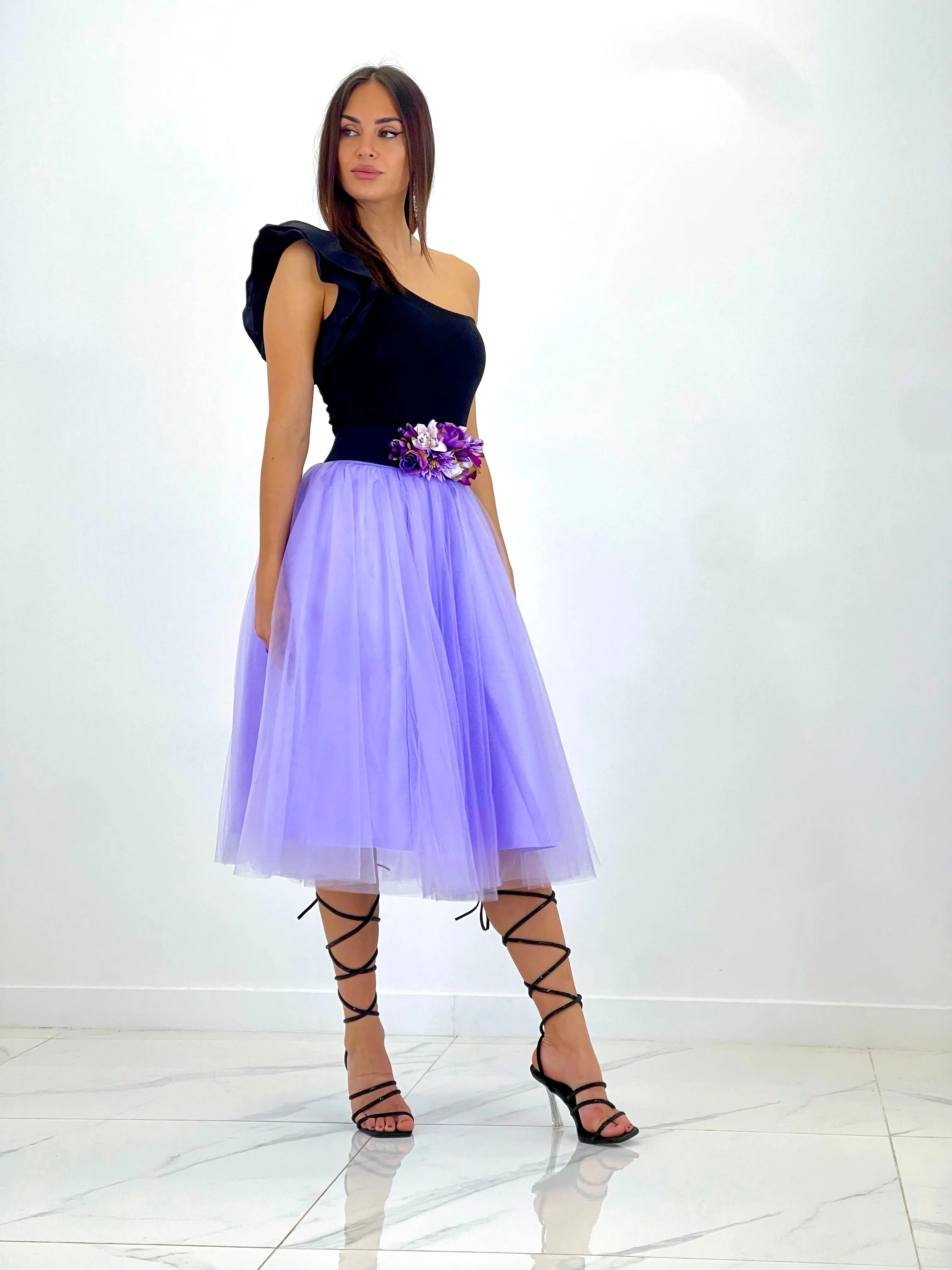 Tulle midi skirt