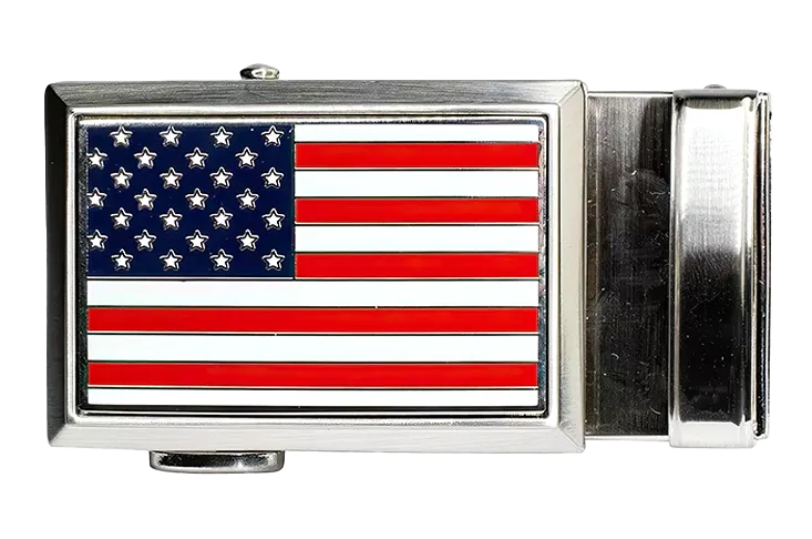 USA Flag Beveled Golf Buckle, Fits 1 3/8 Straps