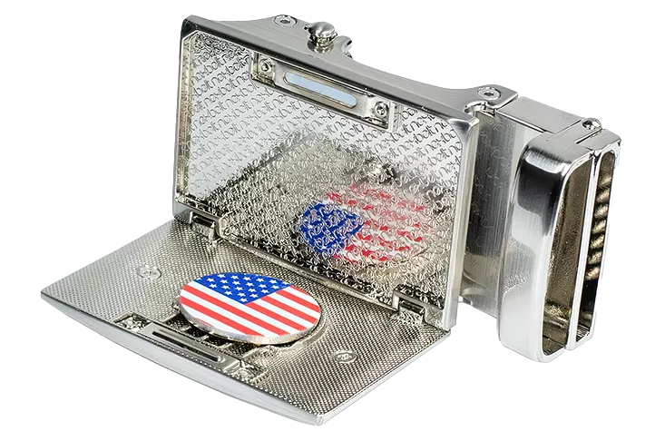 USA Flag Beveled Golf Buckle, Fits 1 3/8 Straps