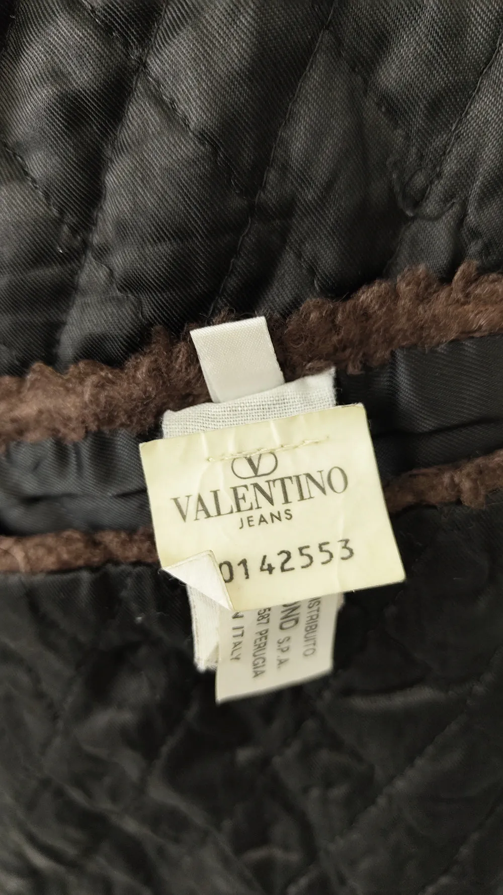 Valentino Vintage Mens Brown Faux Fur Double Breasted Coat