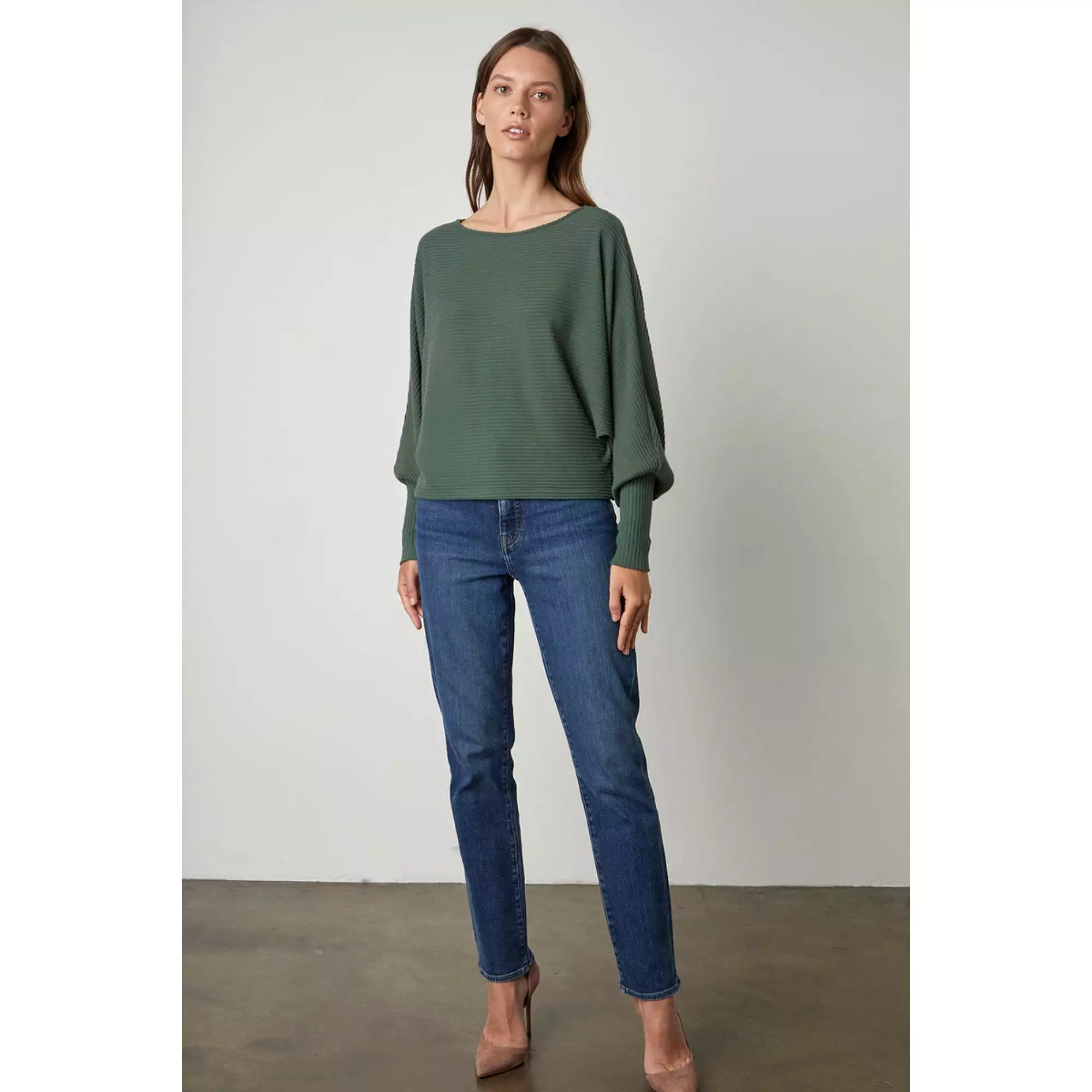 Velvet Women's Lux Rib Long Sleeve Sweater - CYPRESS