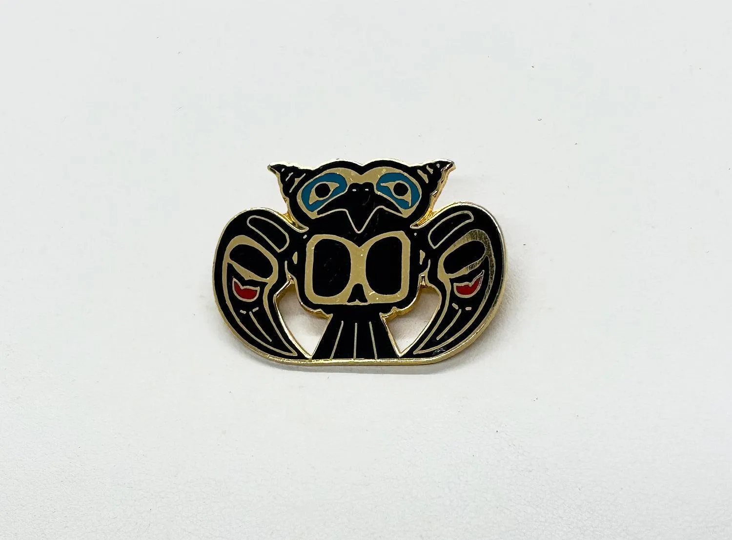 Vintage David Audette Native American Owl Enamel Brooch