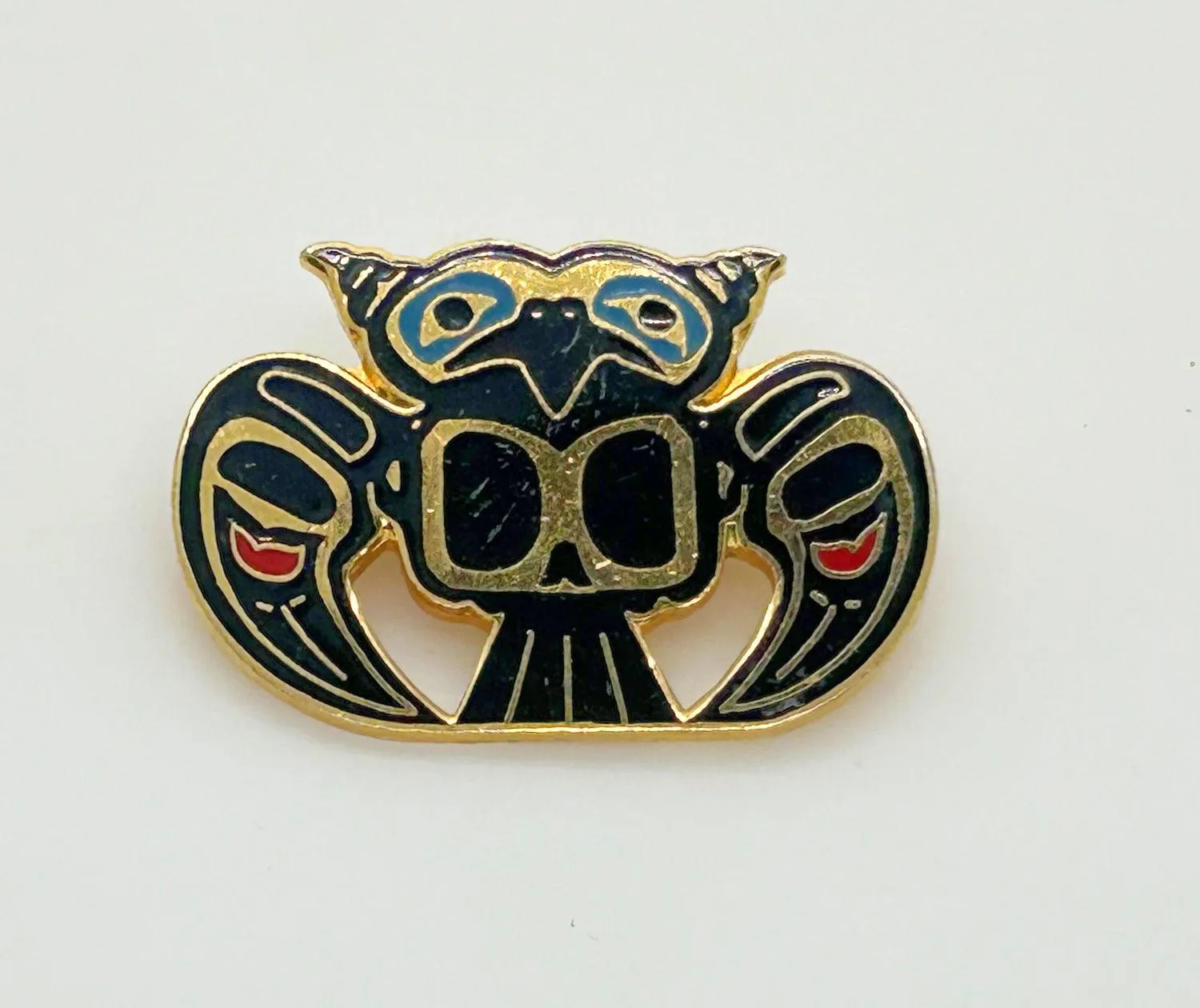 Vintage David Audette Native American Owl Enamel Brooch