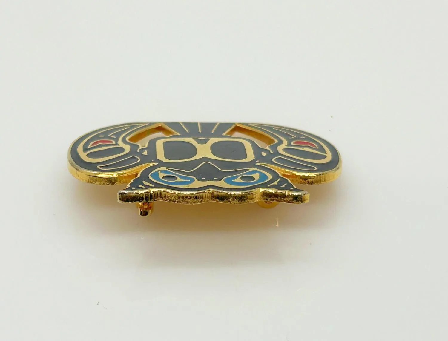 Vintage David Audette Native American Owl Enamel Brooch