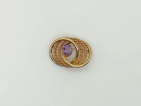 Vintage Van Dell Brooch With Purple Stone, 1/20th 12K.