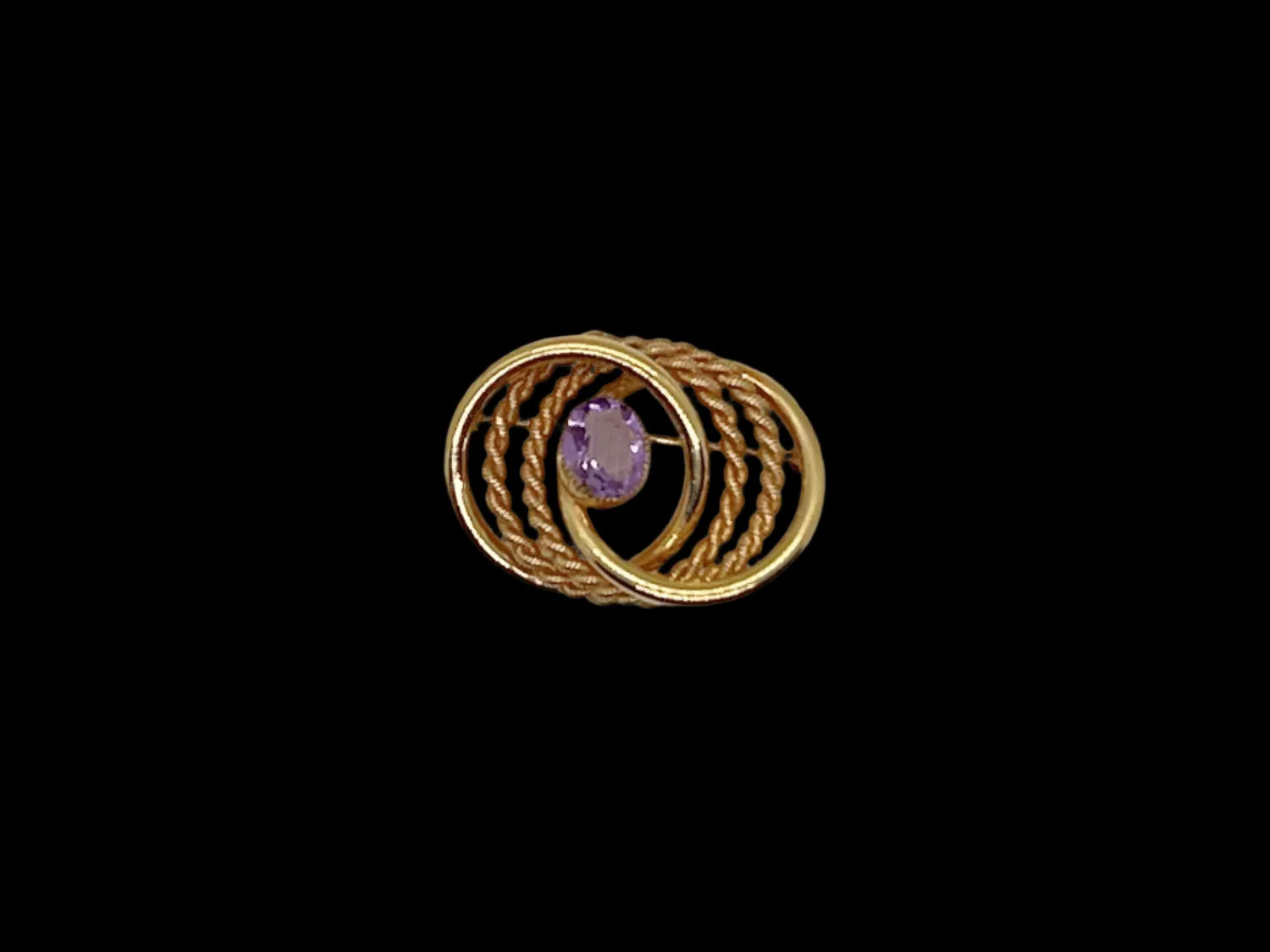 Vintage Van Dell Brooch With Purple Stone, 1/20th 12K.